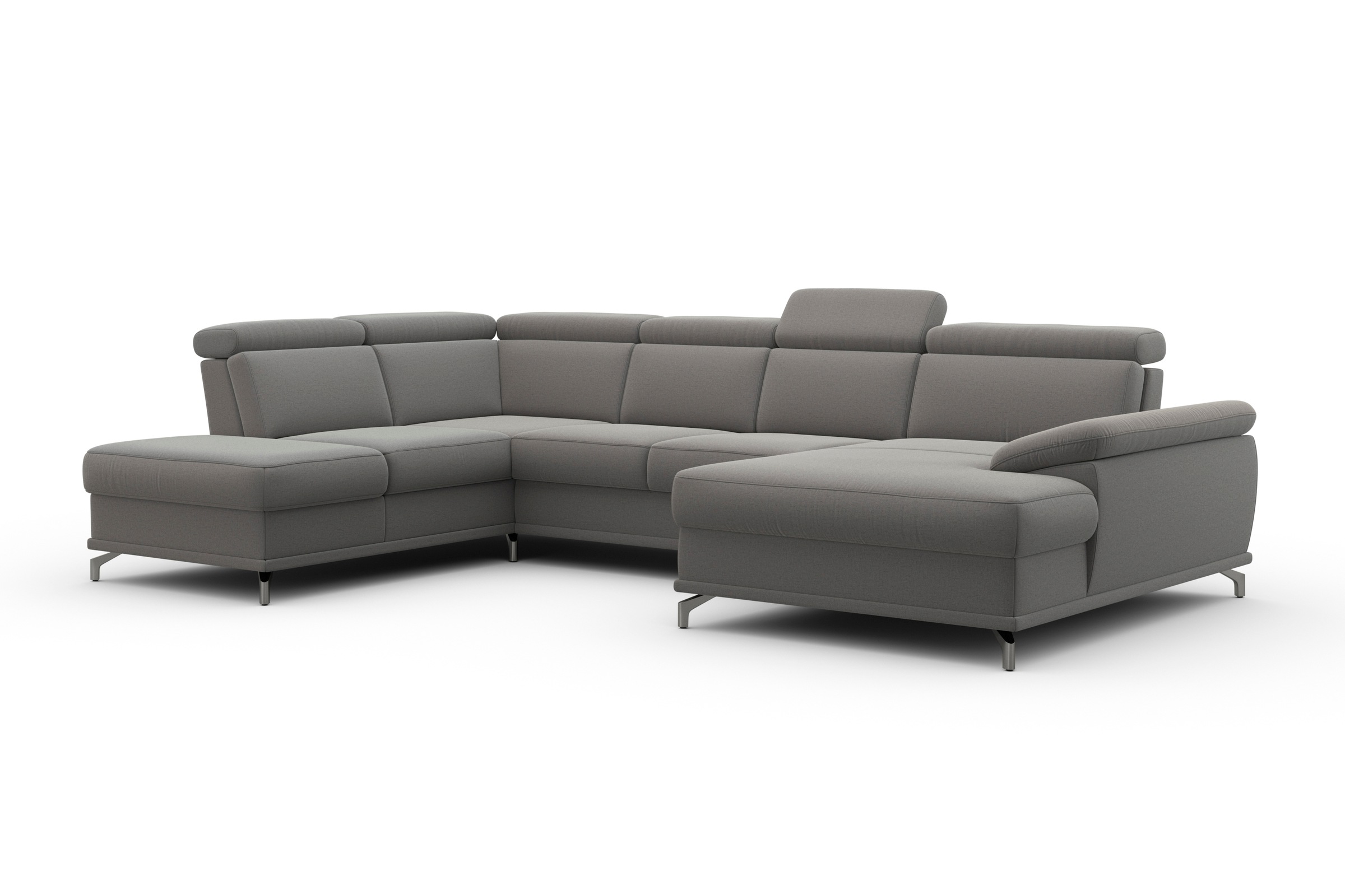 sit&more Wohnlandschaft »Cabrio U-Form, mit Sitztiefenverstellung, Arm- und Kopfteilverstellung«, 3 Nierenkissen, Federkern, optional Bettfunktion und Stauraum