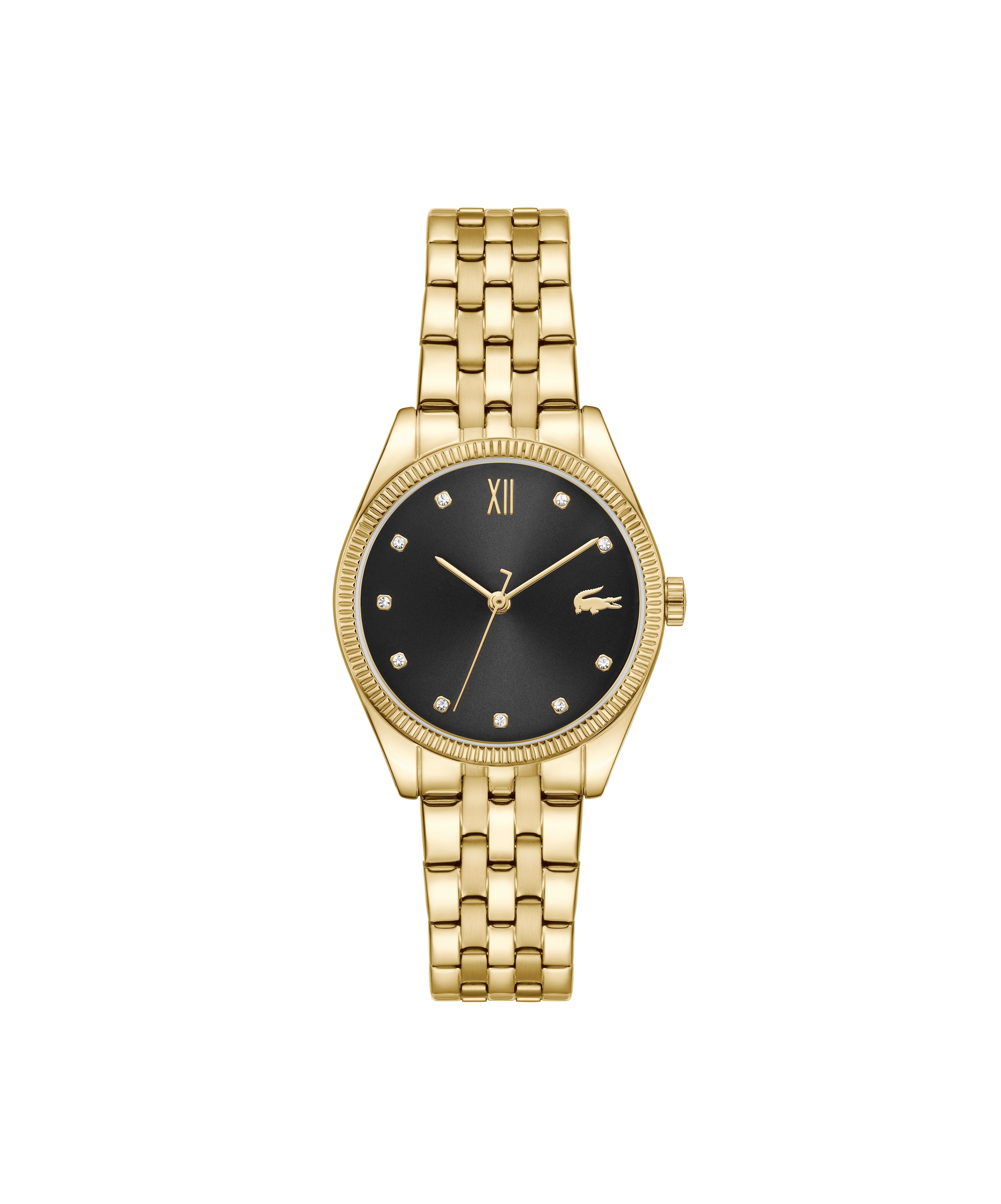 "Quarzuhr LACOSTE ""LACOSTE PARISIENNE"", gold (goldfarben, schwarz), Armbanduhren, Damen, Quarzuhr, Armbanduhr, Damenuhr, Edelstahlarmband, analog