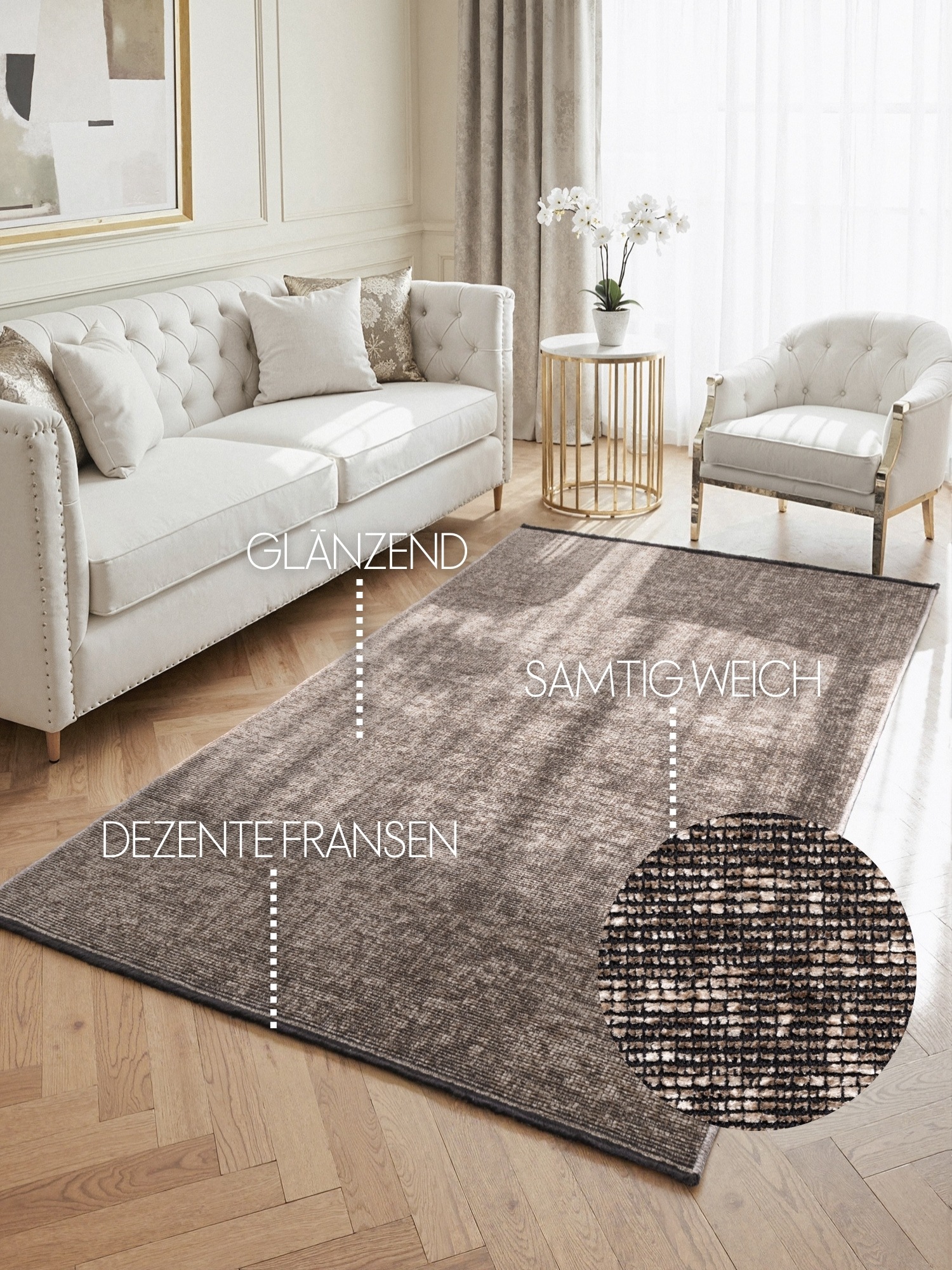THE RUGS Brilliance Prisma Beige Rug & Runner Velour Abstract | Size: 80cm x 150cm