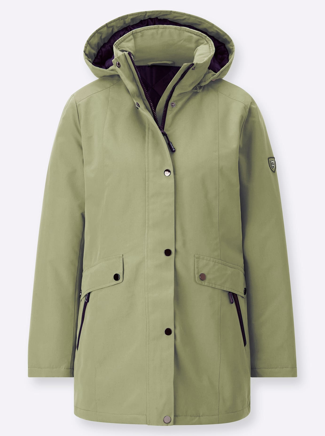 Langjacke CASUAL LOOKS, Damen, Gr. 44, grün (schilf), 100% Polyester, unifarben, Jacken Langjacke 3