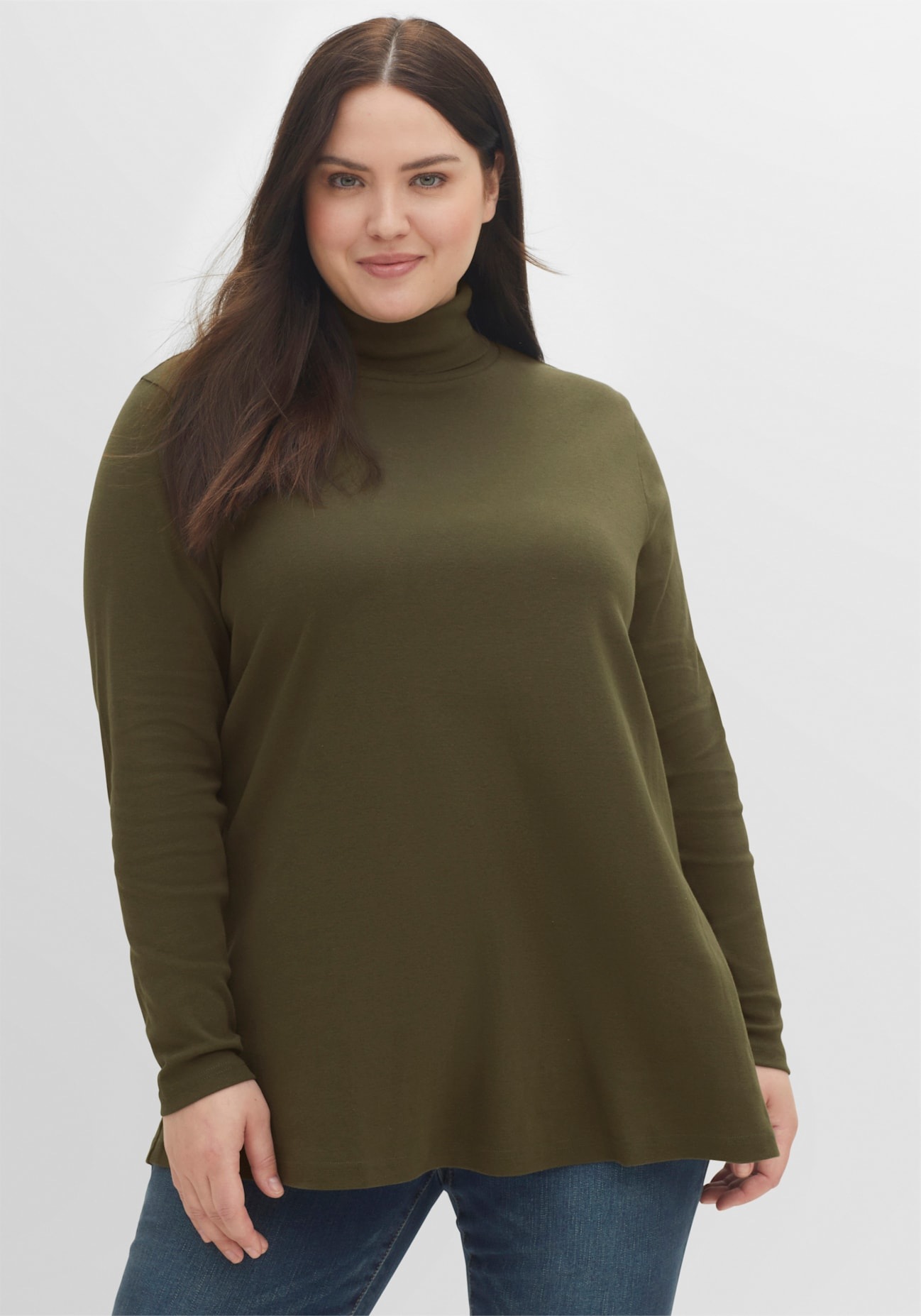 Sheego Langarmshirt "Rollkragen-Shirt" 1 Stk. günstig online kaufen