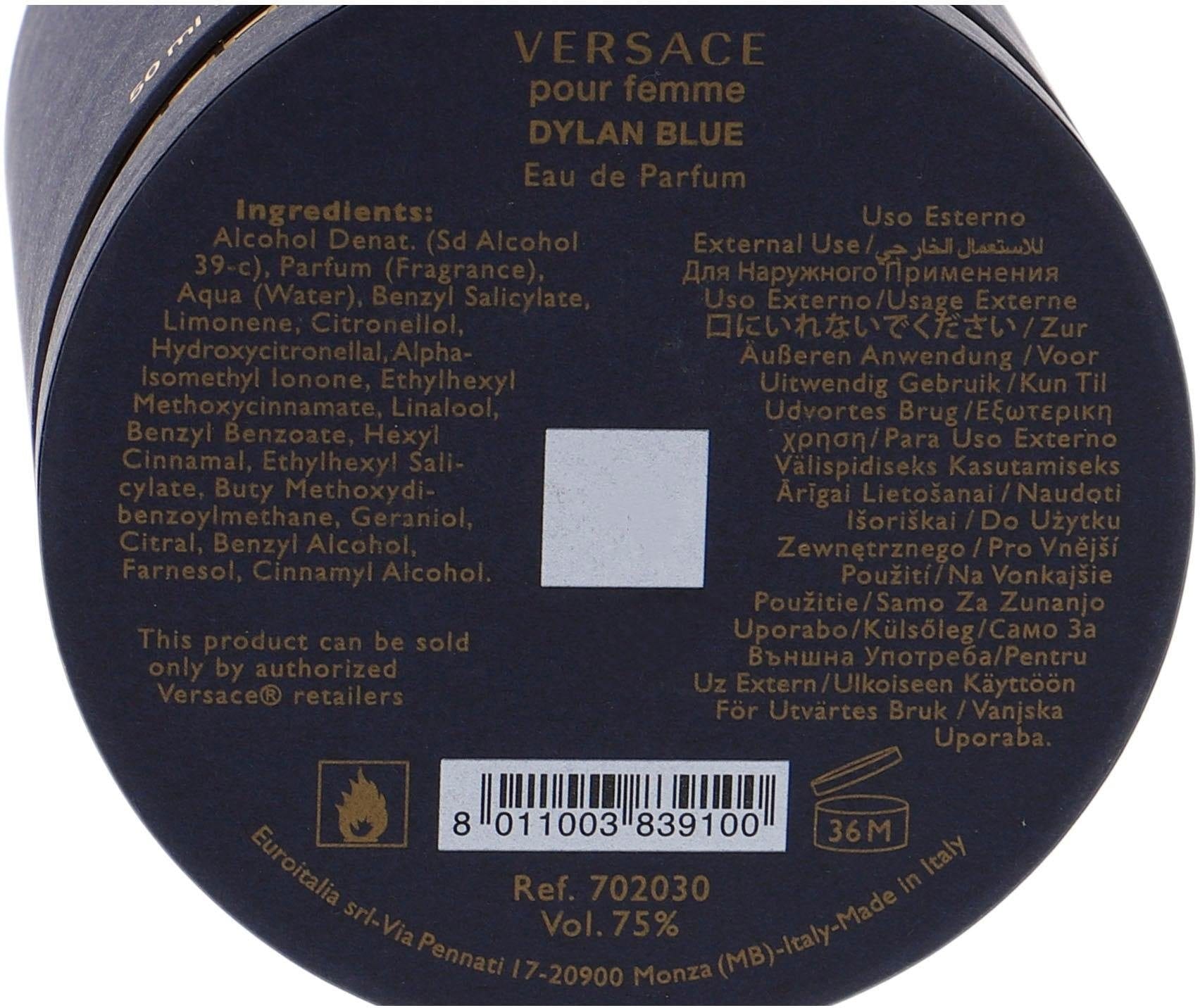 Versace Eau de Parfum »Dylan Blue Pour Femme«, mit holzig-fruchtiger Note