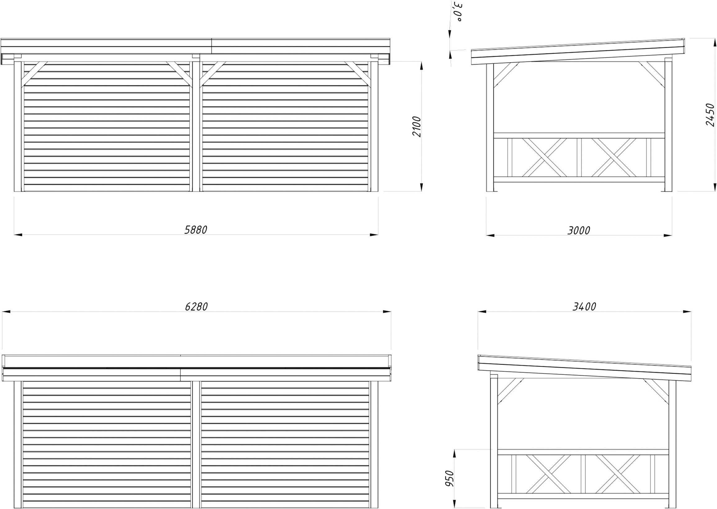 Palmako Holzpavillon »Lenna 16,6 m² Set 308« BxTxH: 628x340x245 cm