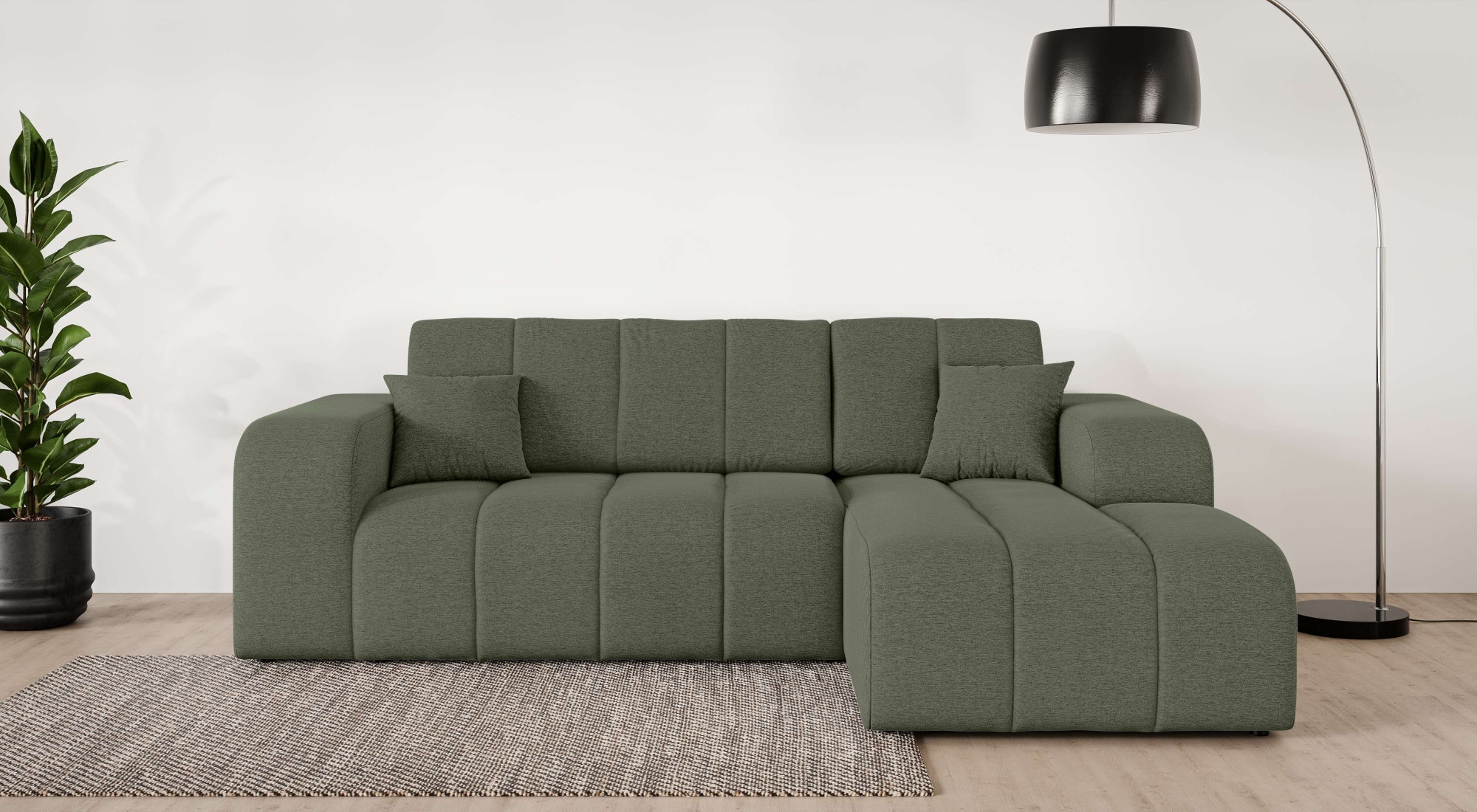 OTTO home Ecksofa "CASSY L-Form, Schlafsofa mit Bettkasten, Maße B/T/H: 245/165/88 cm" mit 2 Rückenkissen, Recamiere rechts oder links bestellbar