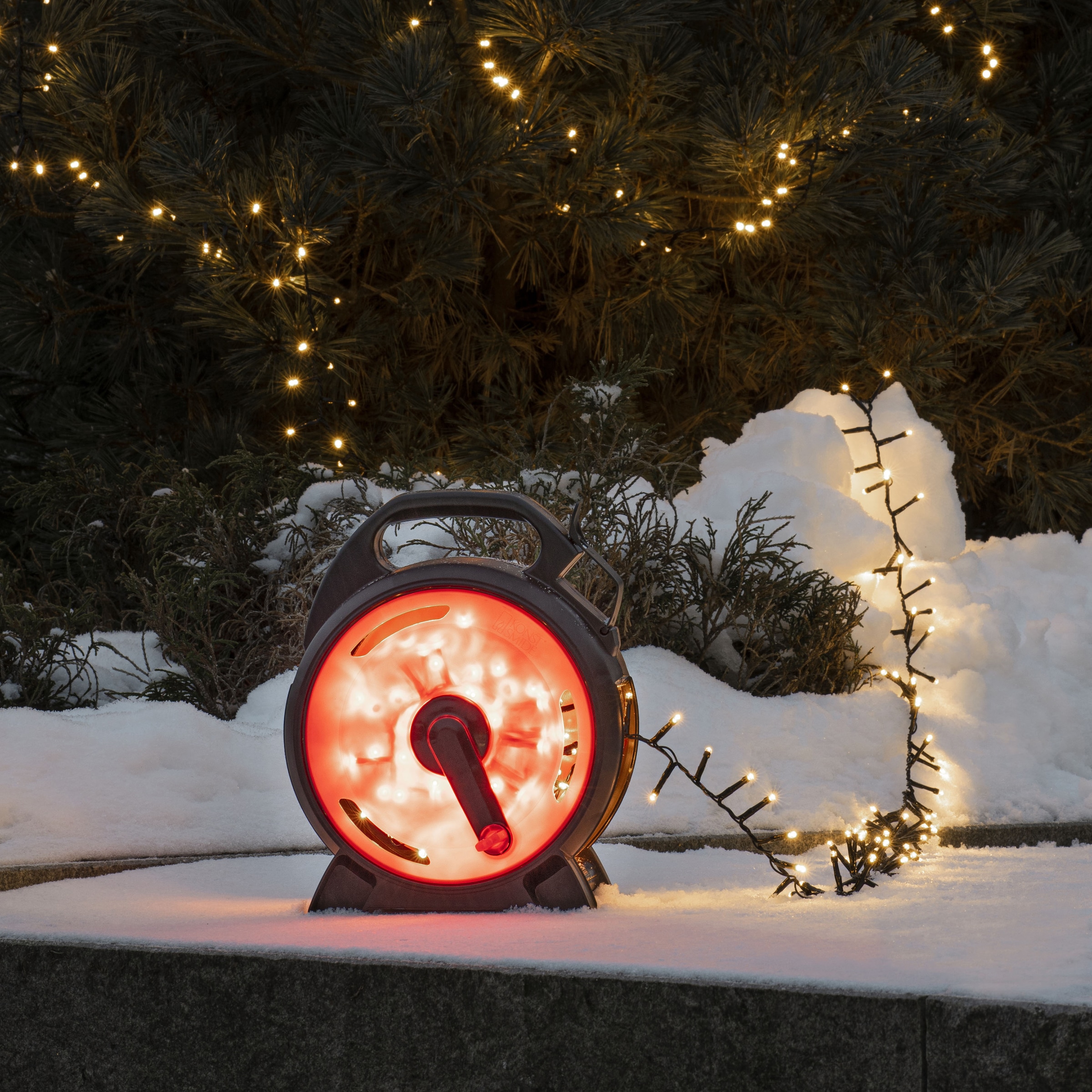 Micro mit | KONSTSMIDE St.-flammig, LED Compactlights kaufen Kabelaufroller, 400 schwarz-rot, Dioden »Weihnachtsdeko LED-Lichterkette 400 BAUR aussen«,