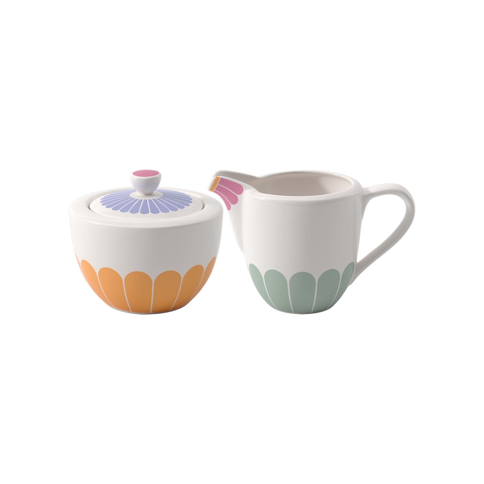 Villeroy & Boch Milch- und Zuckerset "Milch- und Zuckerset Fleur Couleur 2er Set bunt" Spülmaschinenfest, Mikrowellensicher
