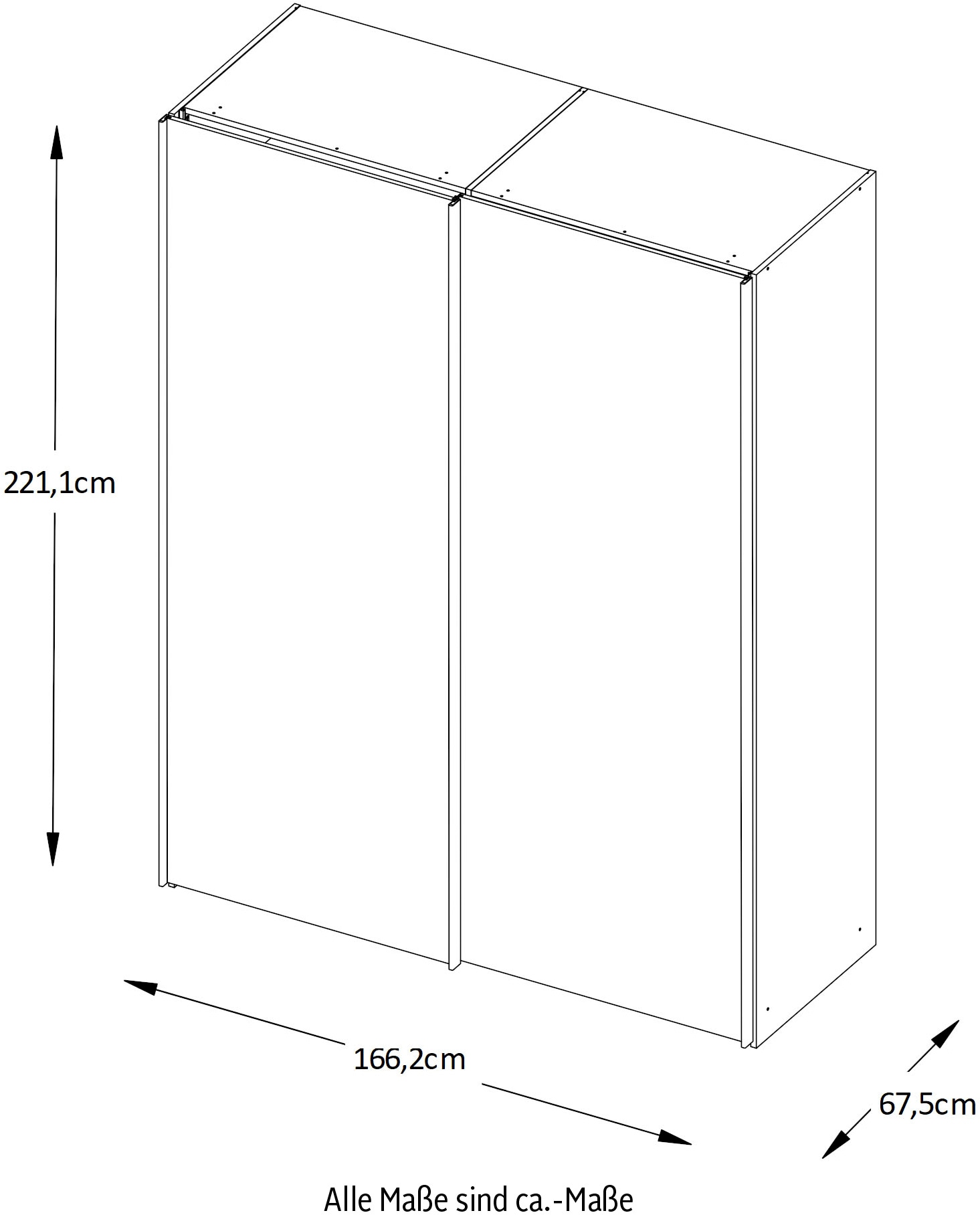 STAUD Schwebetürenschrank »Includo_Minisystem_07_2-türig, Made in Germany«, Mit vier verschiedenen Ausstattungsvarianten
