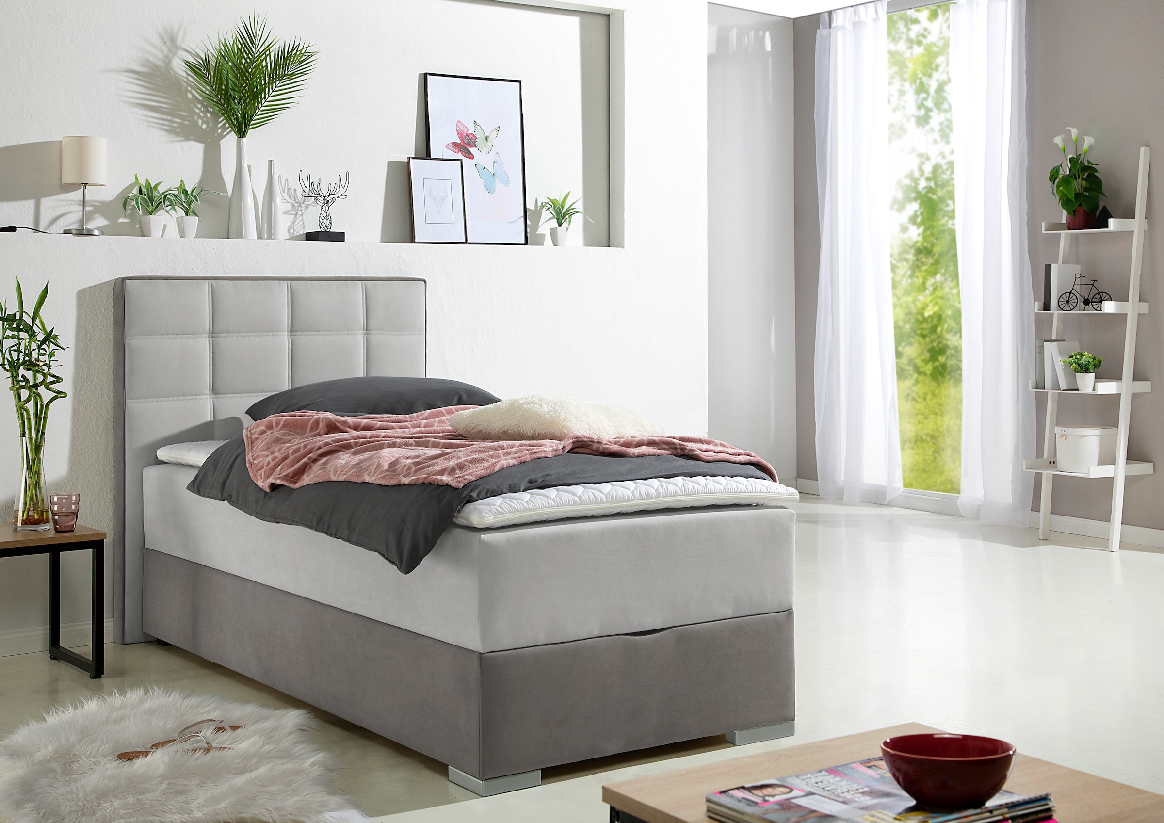 Boxspringbett, mit Bettkasten und Topper