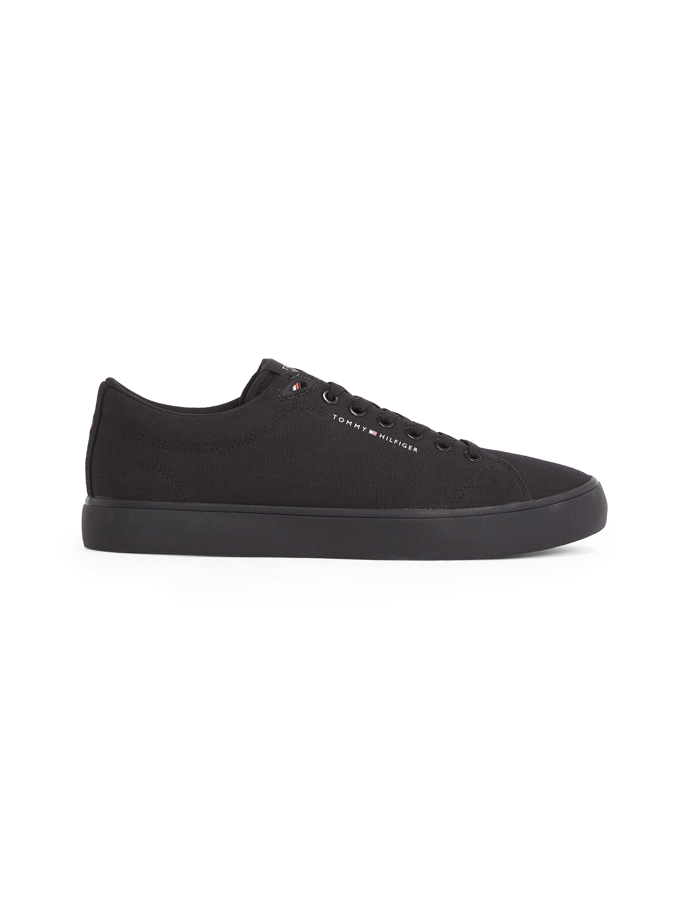 Tommy Hilfiger Sneaker »TH HI VULC LOW CORE CANVAS«, Freizeitschuh, Halbschuh, Schnürer mit weich gepolstertem Schaftrand