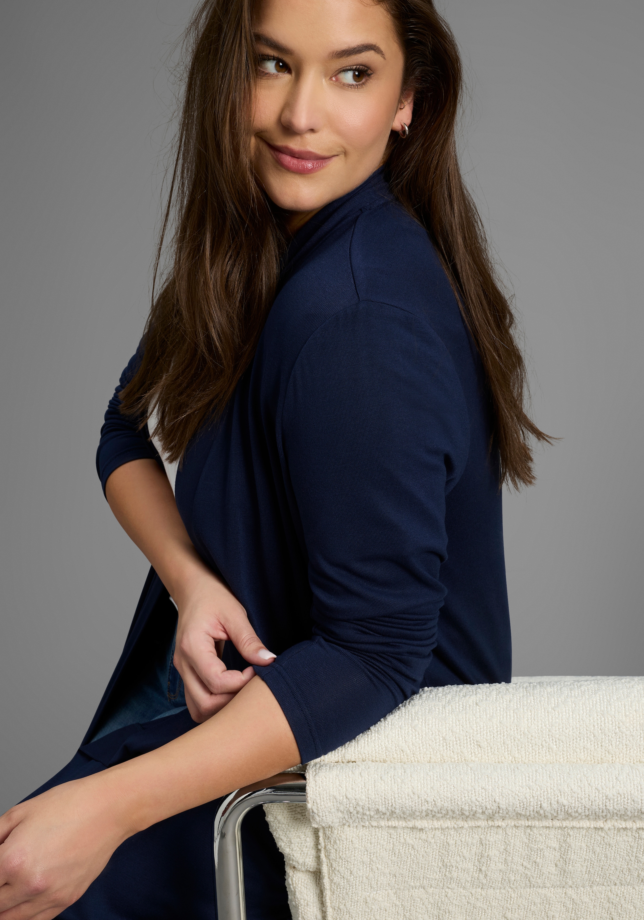 Laura Scott CURVE Longstrickjacke, aus weichem, angenehmem fließendem Jerseymaterial - GROSSE GRÖSSE