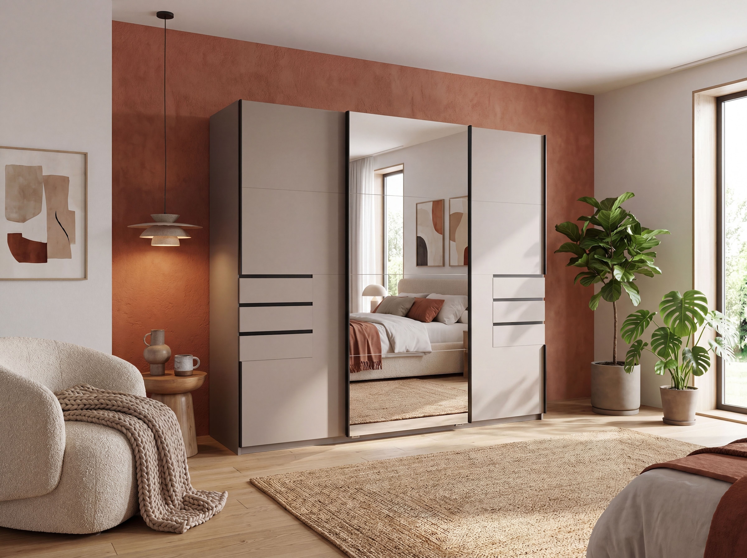 Wimex Schwebetürenschrank »SAIGON in den Breiten 180cm & 225cm, Farbe: Saharagrau« inkl. Spiegel
