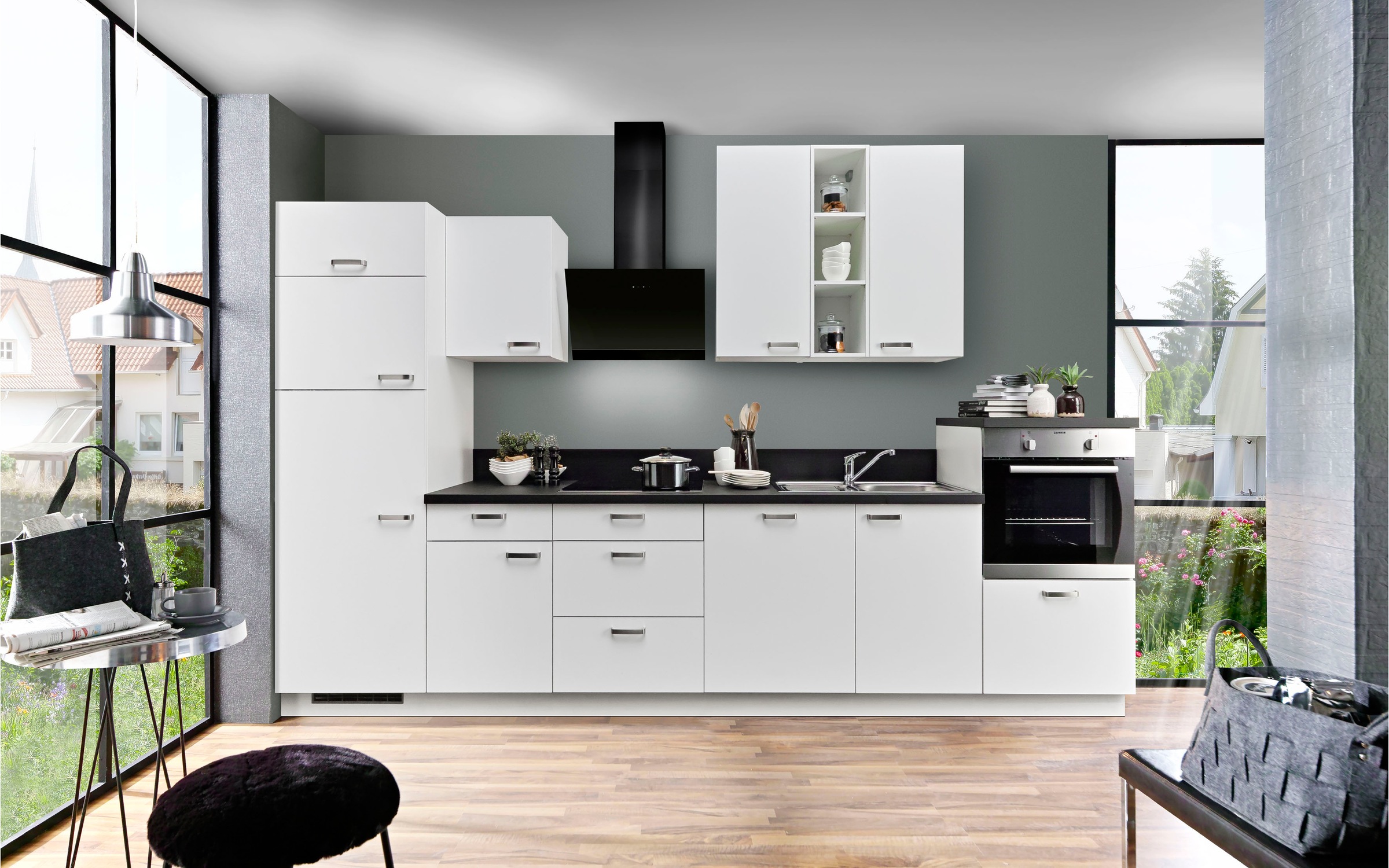 KOCHSTATION Küchenzeile »"KS-Bari", wahlw. mit E-Geräten & Geschirrspüler«, Soft-Close-Funktion und Vollauszügen, vormontiert, Breite 340 cm