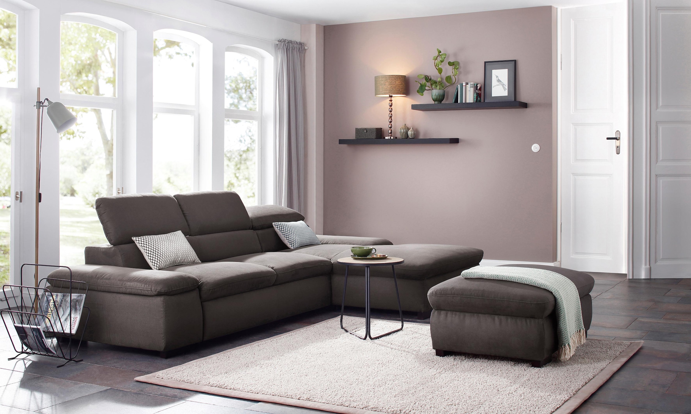 Home affaire Ecksofa »Alberto L-Form«, mit Kopfteilverstellung, wahlweise mit Bettfunktion