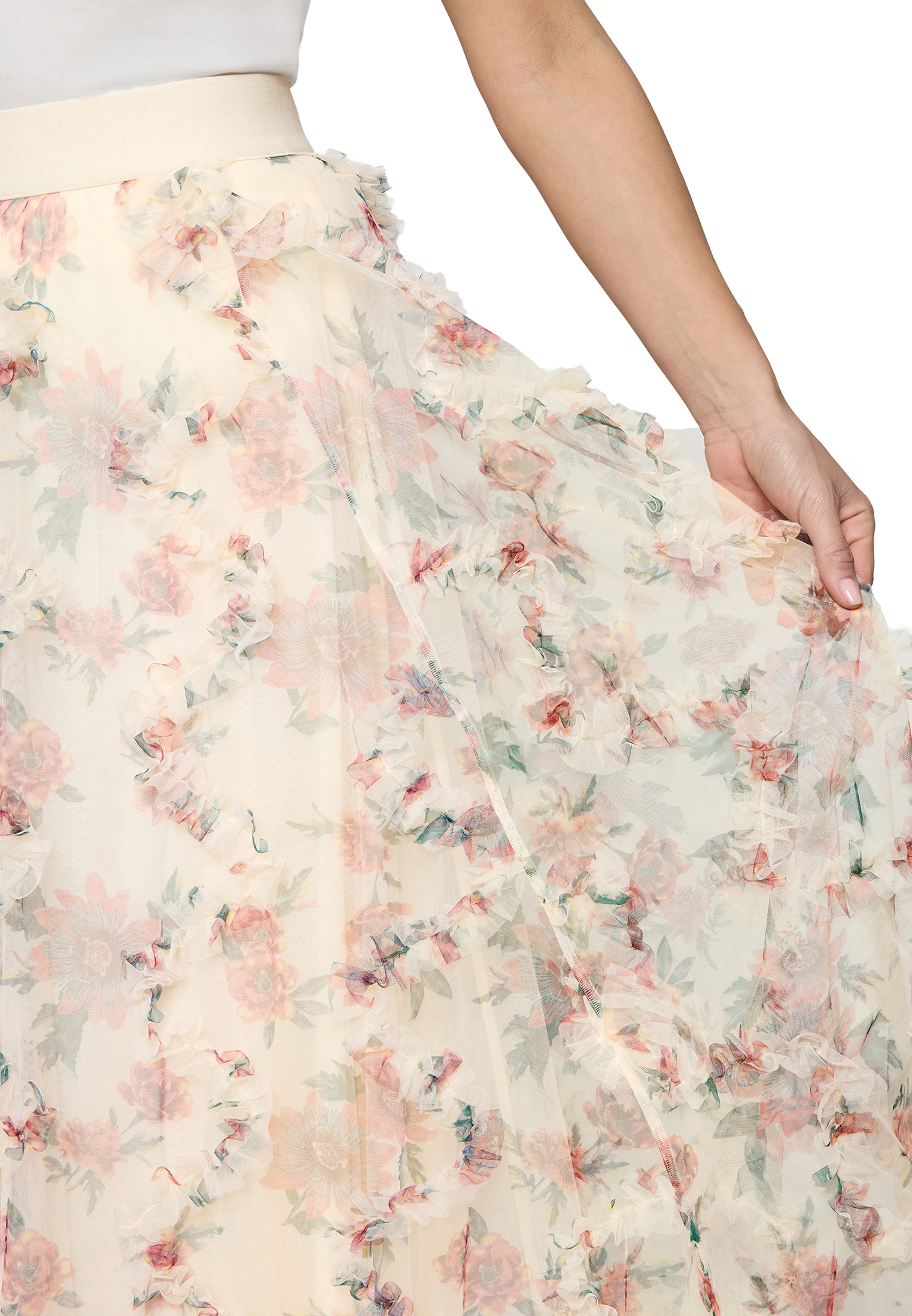 Zero Midirock »Damen mit Blumenprint« Raffungen