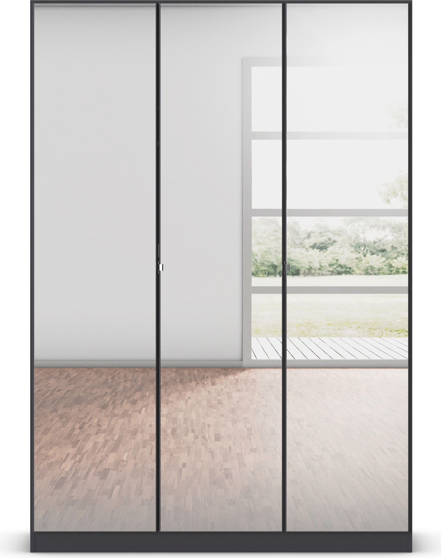 rauch Drehtürenschrank »Reflect«, mit Spiegelfront, inkl. praktischer Inneneinteilung und Stoffboxen-Set