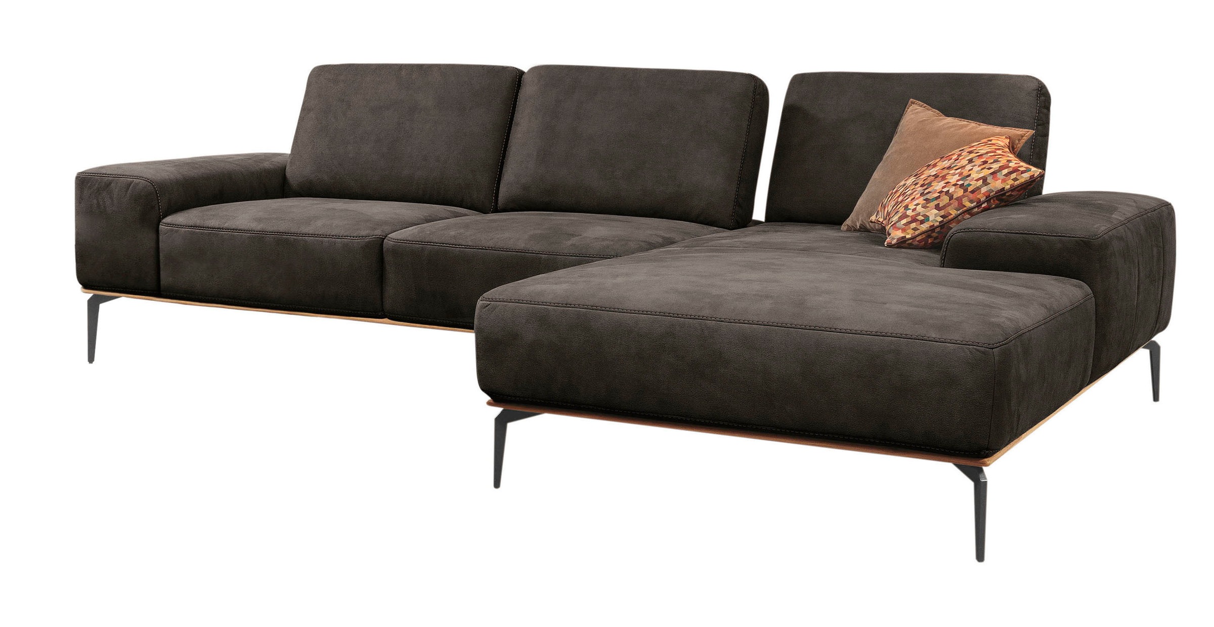 W.SCHILLIG Ecksofa »run, Designsofa mit tollem Sitzkomfort, bequem, L-Form«, mit Holzsockel, Füße in Schwarz pulverbeschichtet, Breite 319 cm