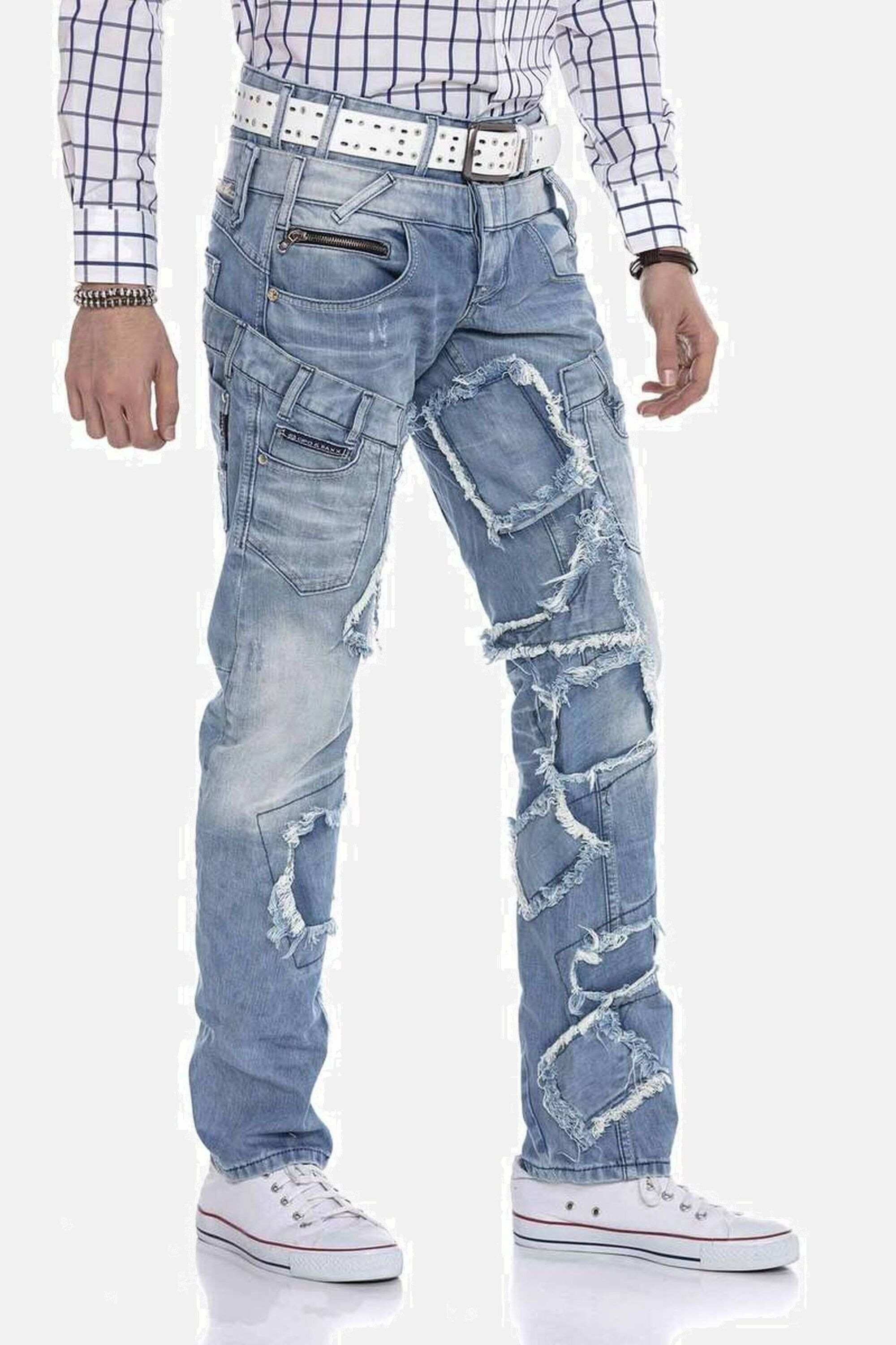 Cipo & Baxx Straight-Jeans »DENIM«, bequeme Jeans im trendigen Patchwork-Design, CD617