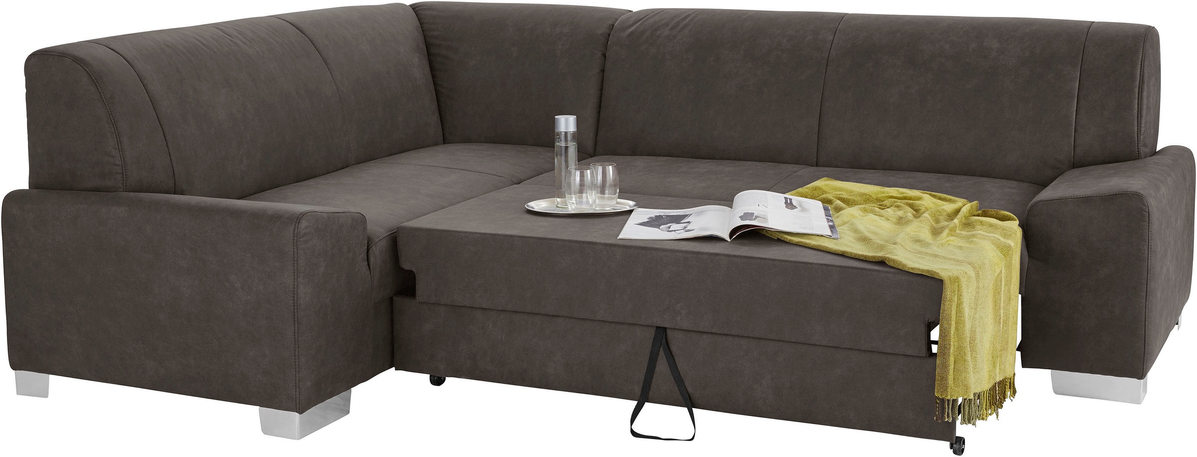Ecksofa DOMO COLLECTION "Anzio in kubischer Formensprache, flache Armlehnen, L-Form", grau (dunkelgrau), B:259cm H:85cm T:191cm, Sofas, Ecksofa, Wahlweise mit Bettfunktion und Federkern für hohen Sitzkomfort 7