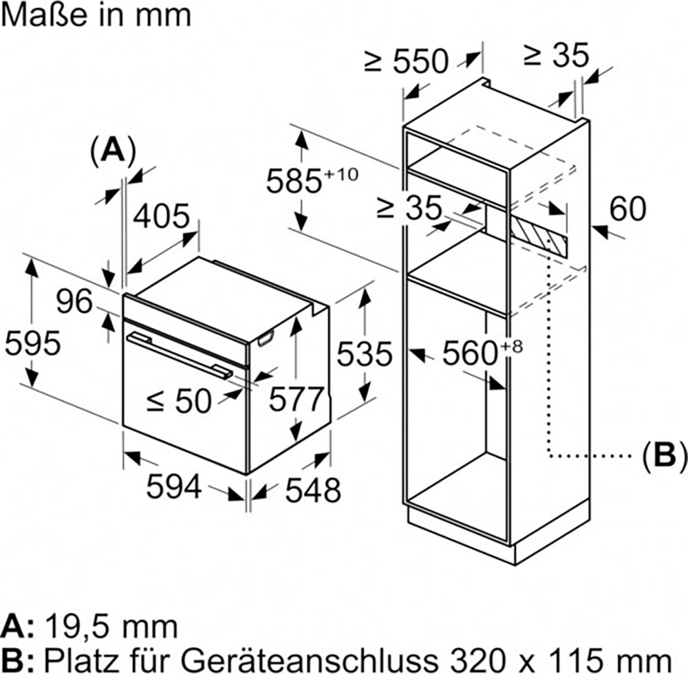 NEFF Backofen N 50 »B6ACP7AG0«, mit Teleskopauszug nachrüstbar, Pyrolyse-Selbstreinigung, voll versenkbare Backofentür dank Hide®