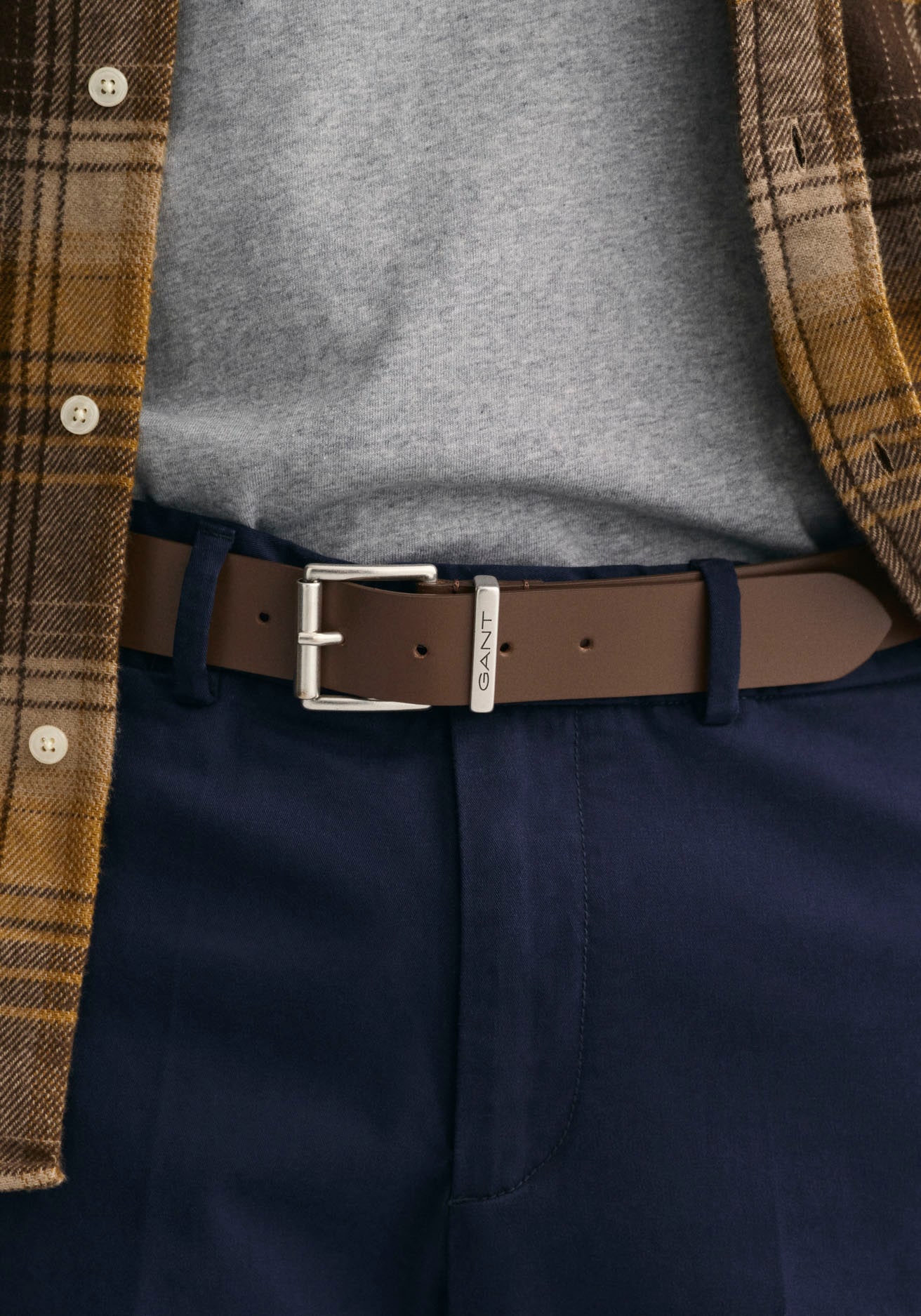 Gant Ledergürtel "LOGO LEATHER BELT", mit silberner Schnalle, Dornschließe, günstig online kaufen