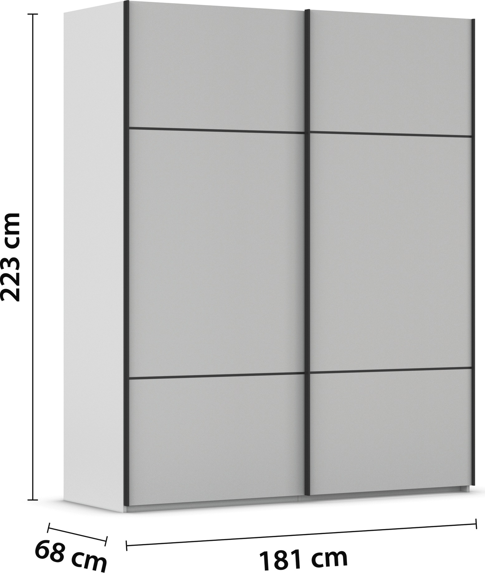 rauch Schwebetürenschrank »Kleiderschrank Schrank Garderobe Schlafzimmerschrank SCALE-TRIO« edle dreigeteilte Front, 2 Zierleisten in Griff-Farbe MADE IN GERMANY