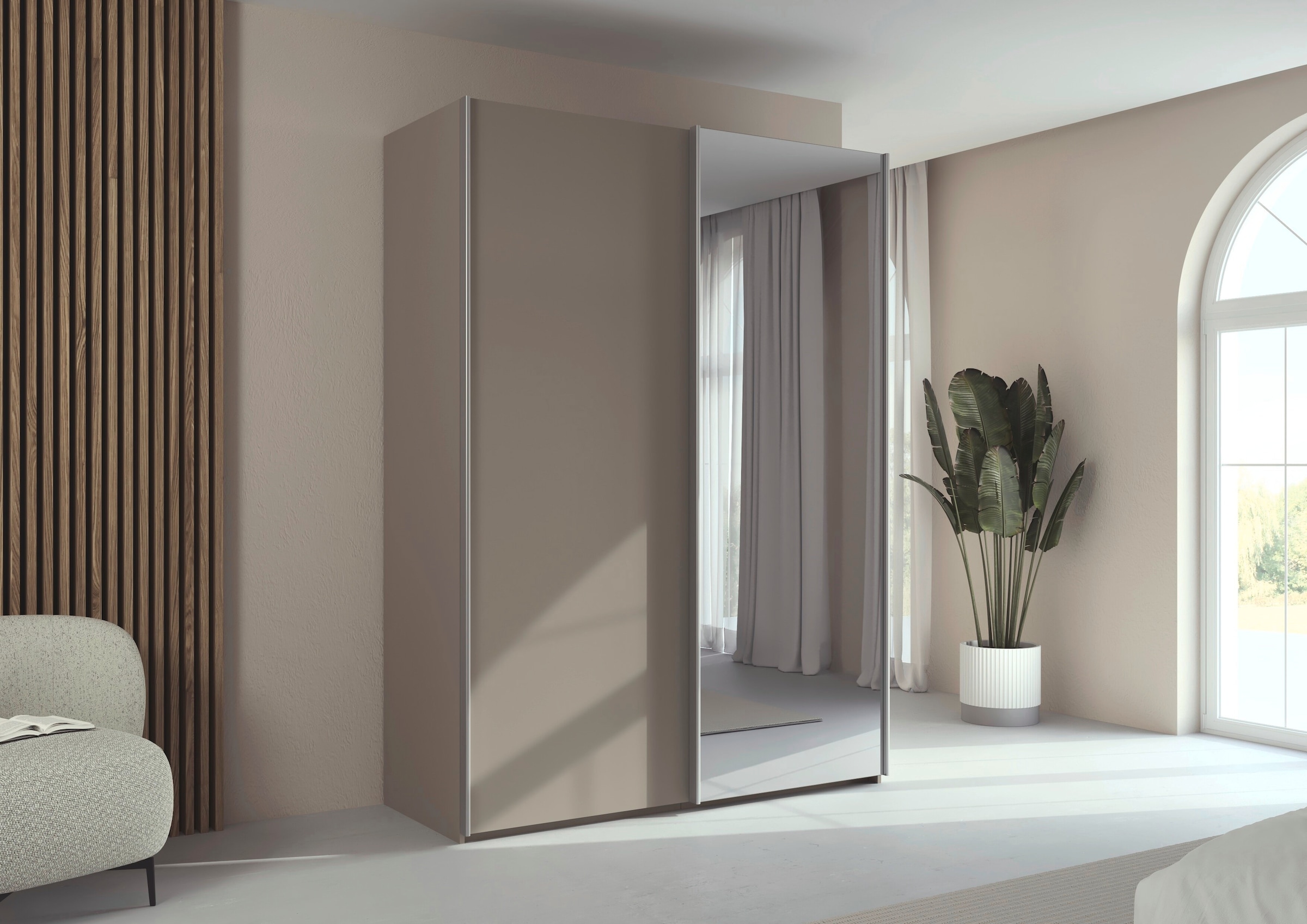 rauch Kleiderschrank »Schwebetürenschrank Schrank Garderobe Ankleide Schlafzimmer TARO« in 3 verschiedenen Ausstattungen BASIC/CLASSIC/PREMIUM (SOFT-CLOSE),  4 Breiten, optional Passepartout mit/ohne Beleuchtung MADE IN GERMANY