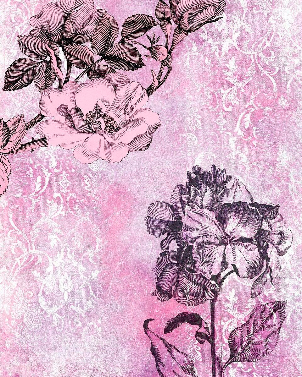 Komar Vliestapete "Digitaldruck Vlies - Baroque Pink - Größe 200 x 250 cm", bedruckt, Wohnzimmer, Schlafzimmer