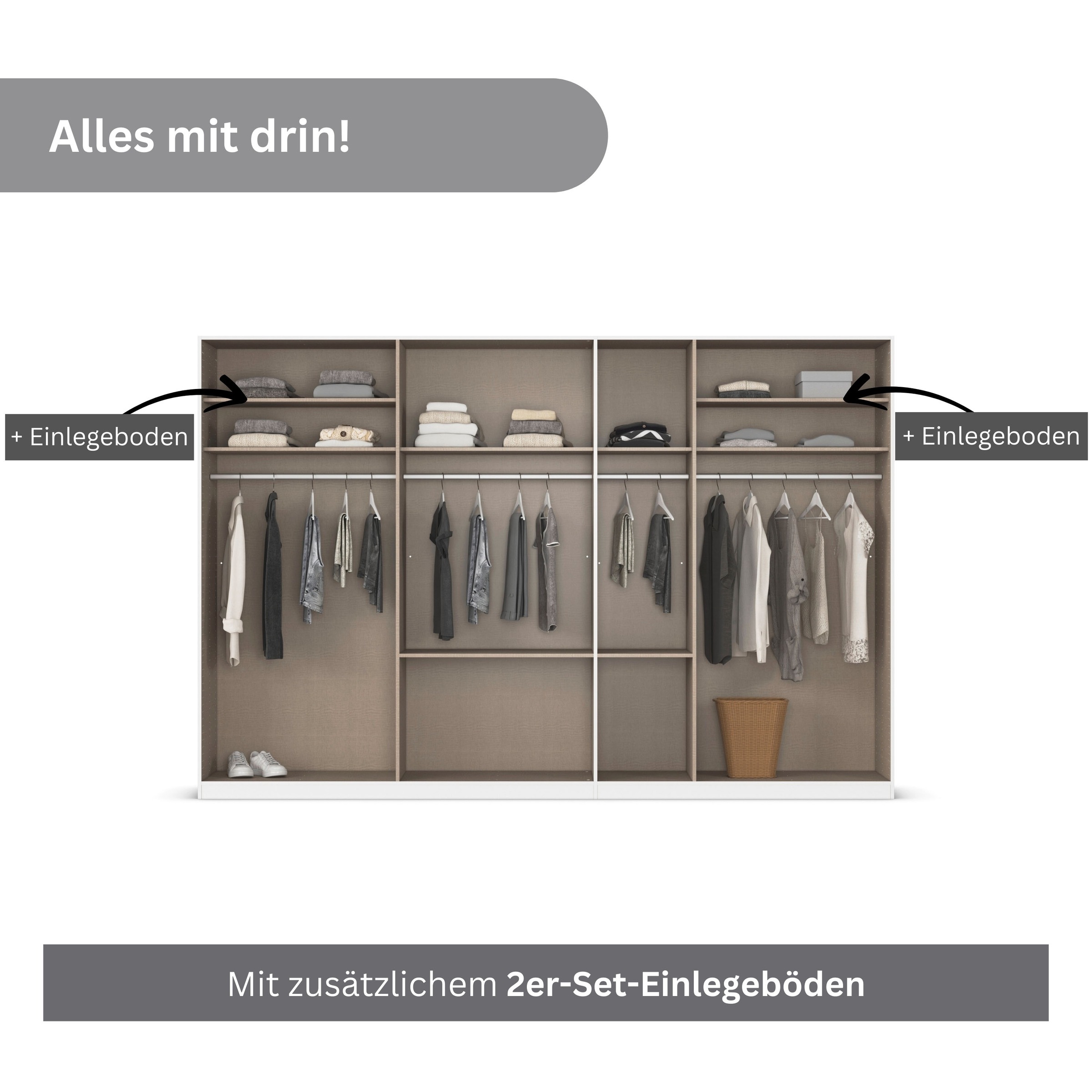 Thumbnail - OTTO home Drehtürenschrank "Kleiderschrank Schrank Garderobe AGORDO mit Dekor- oder Hochglanzfront" in zwei Griff-Farben...