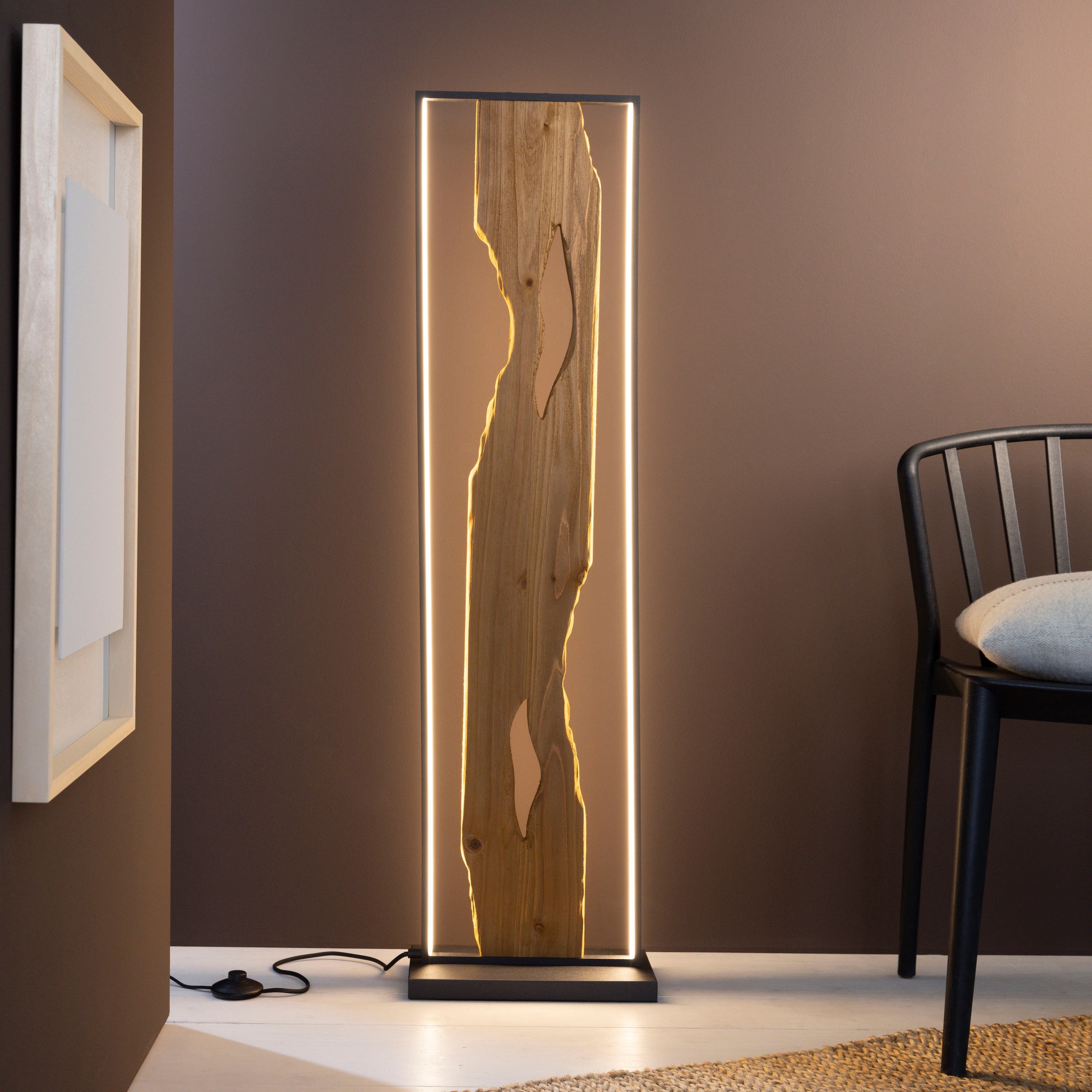 Holz, »Chaumont«, lm, 120 BAUR Brilliant 2300 | Aluminium/Metall/ Höhe Stehlampe LED cm, schwarz/holz