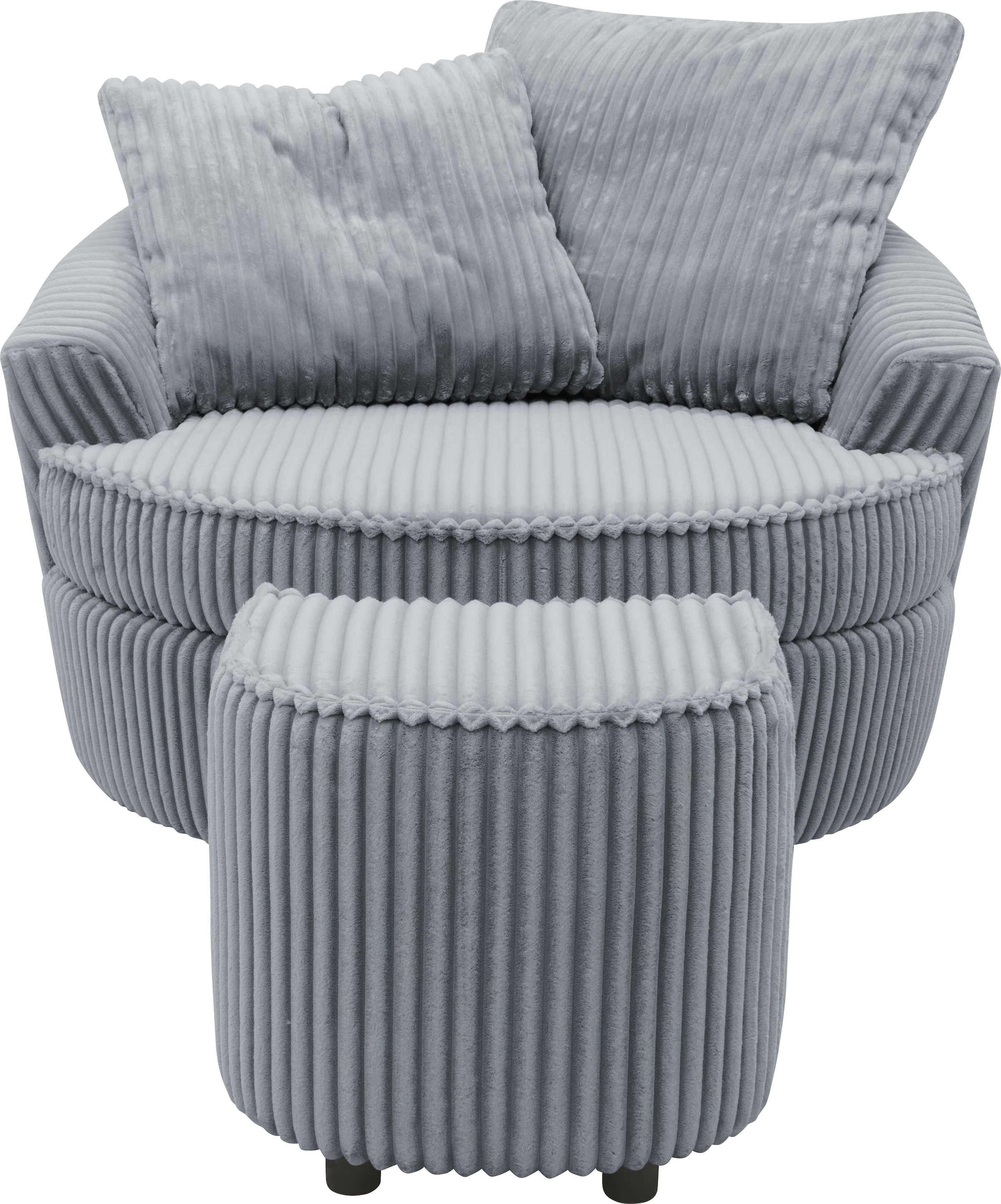 INOSIGN Drehsessel »AMECA, Relaxsessel mit Drehfunktion und Hocker, 122 x 126 x 76 cm,«, (Set, 2 St.), Love-Seat XXL und Lesesessel in Megacord