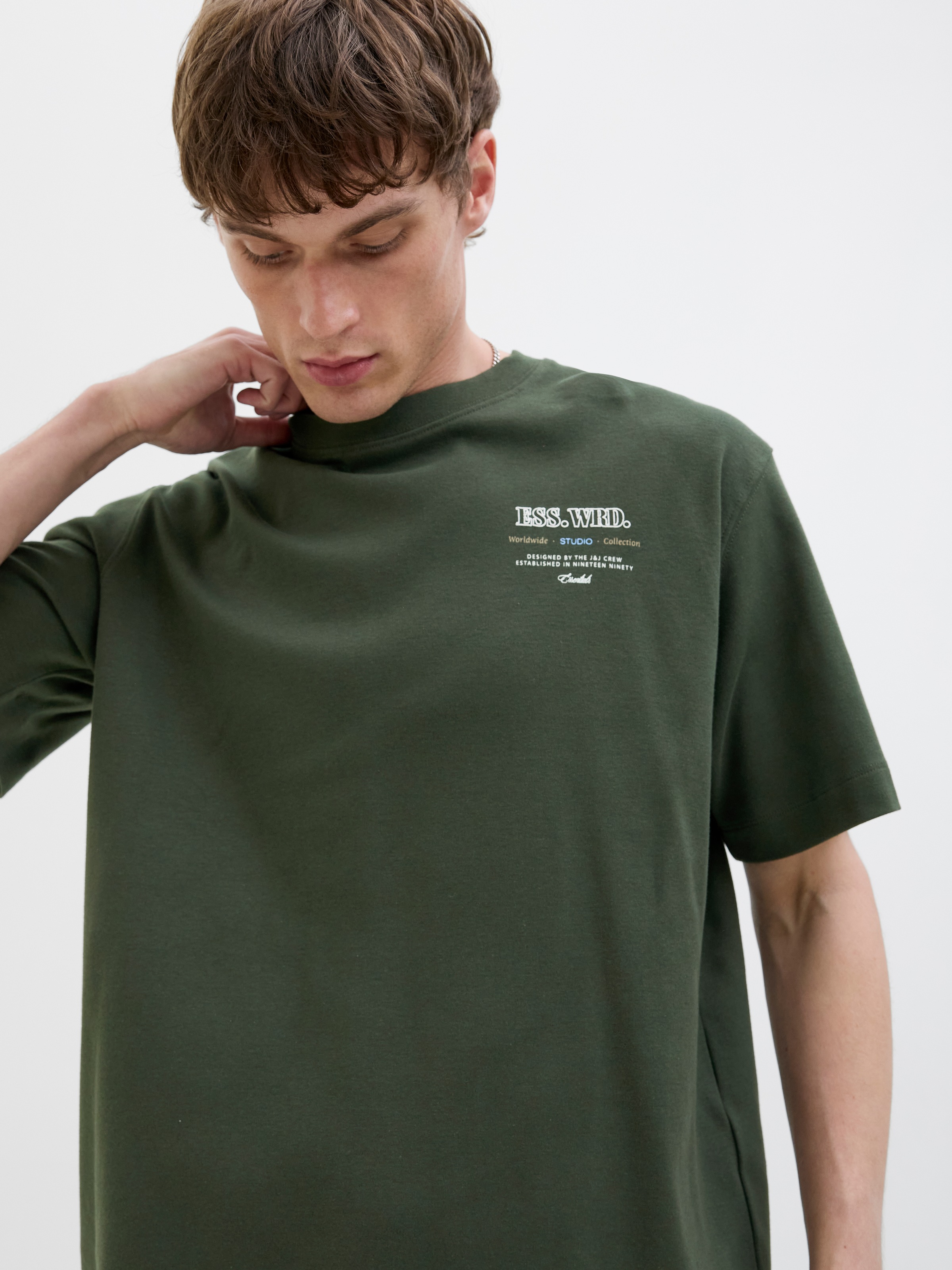 Jack & Jones "JJEURBAN EDGE STUDIO TEE SS O-NECK NOOS" mit Front und Back P günstig online kaufen