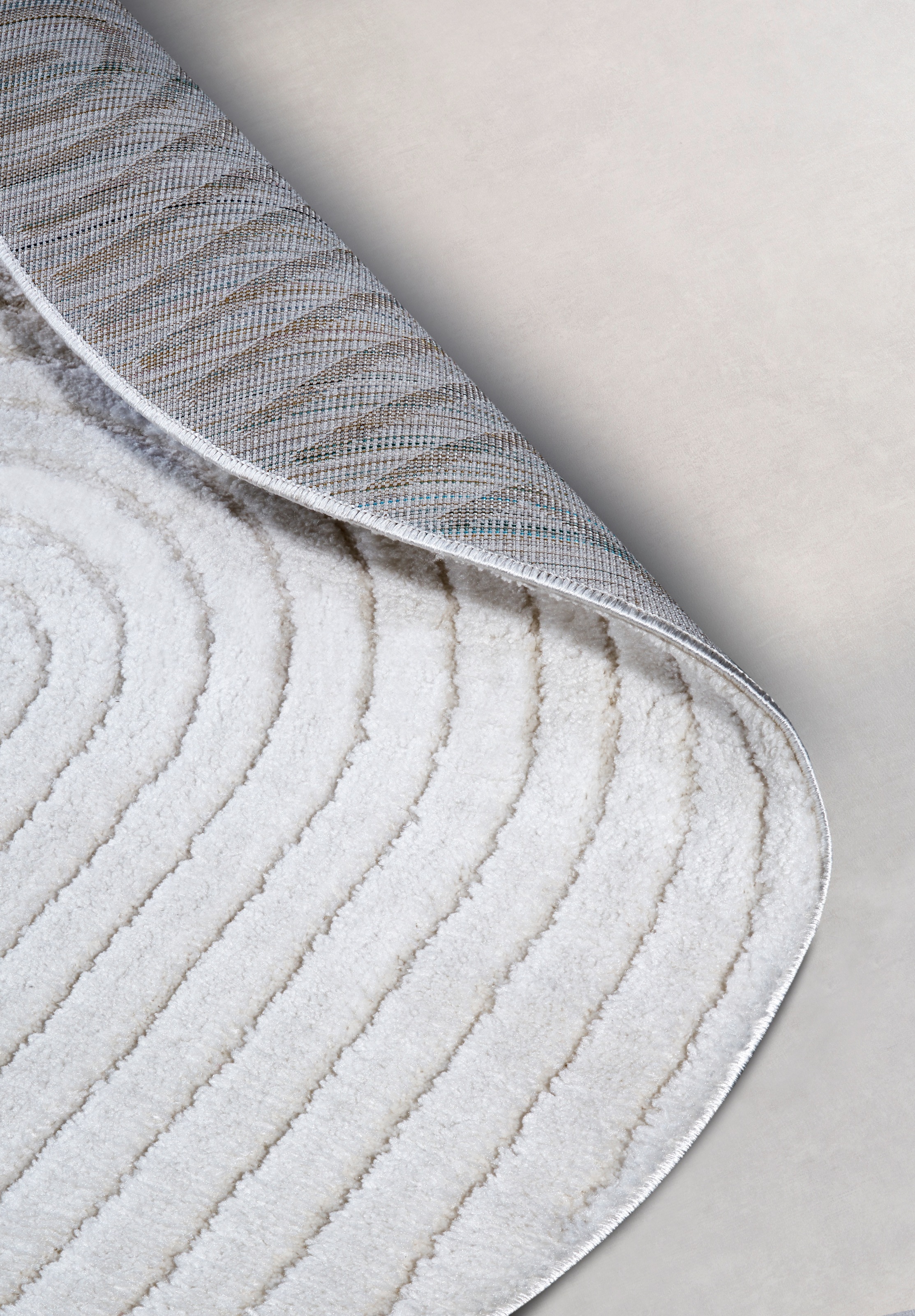 Designteppich ELLE DECORATION "Cosy Panglao, auch als Rundteppich erhältlich", weiß, H:14mm Ø:160cm, Polyester, Polypropylen (PP), Teppiche, uni Kurzflor, Hoch Tief Struktur, modern, Skandi, Boho, Wohnzimmer 3