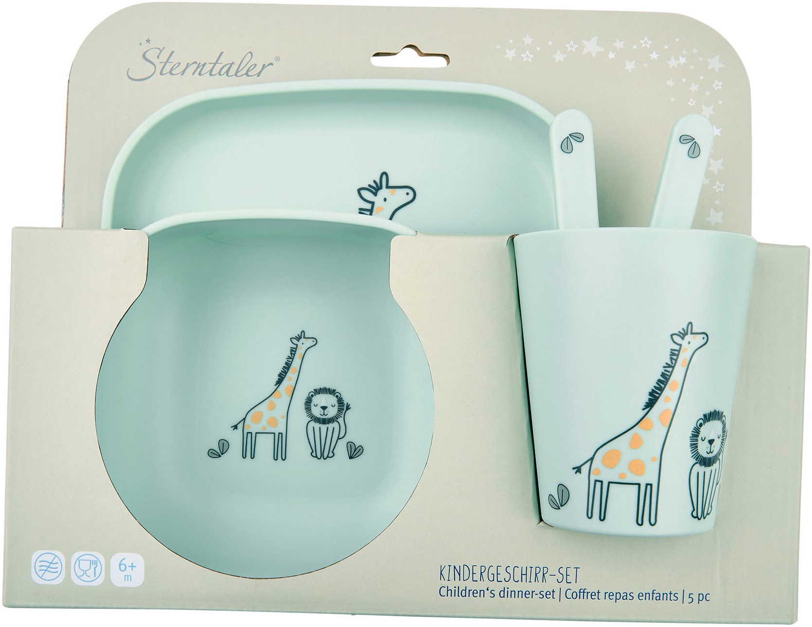 Sterntaler® Kindergeschirr-Set »Safari, eckig«, (5 tlg.)