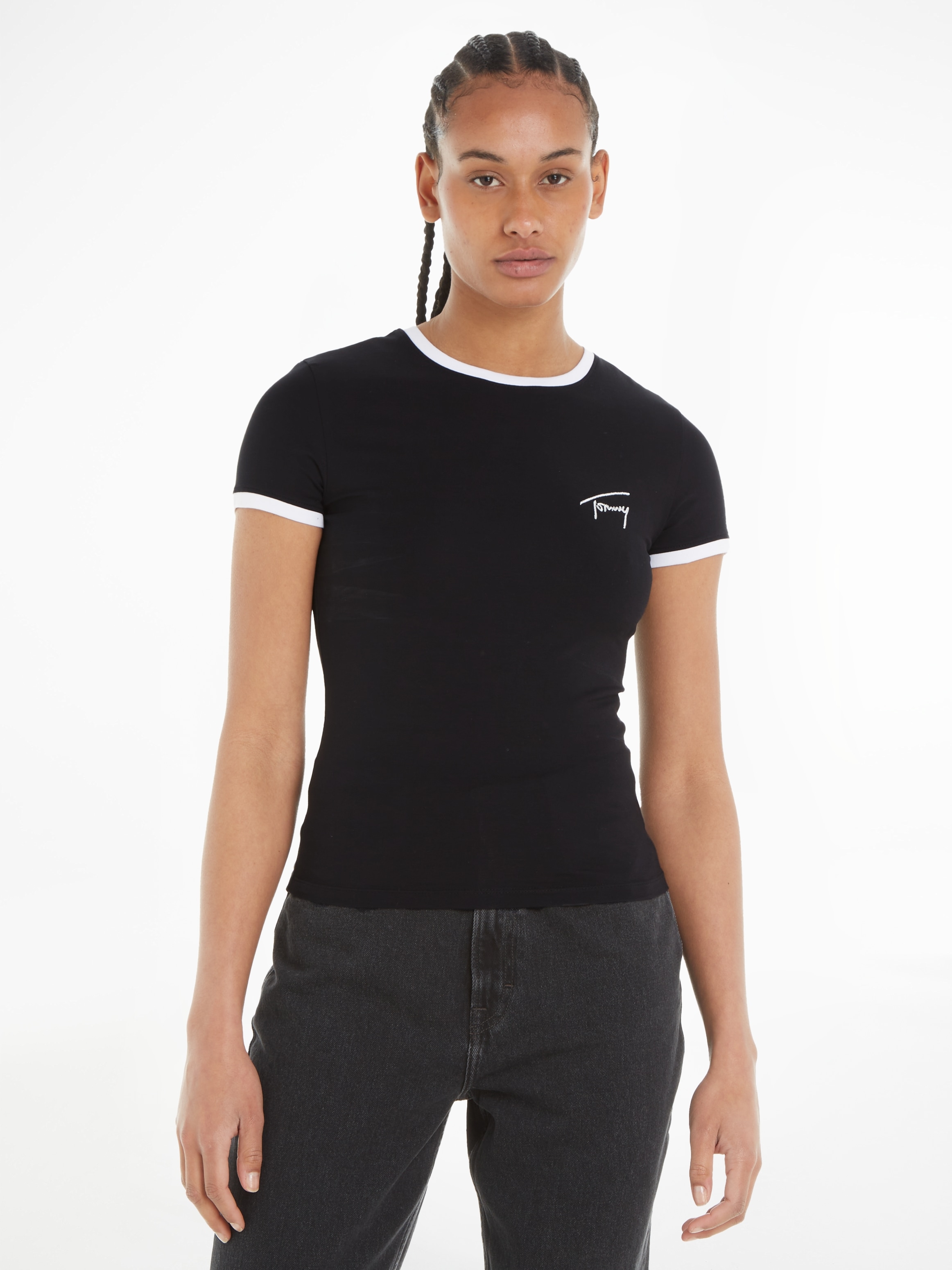 Tommy Jeans T-Shirt "TJW SLIM SIGNATURE TEE SS", mit Rundhalsausschnitt günstig online kaufen