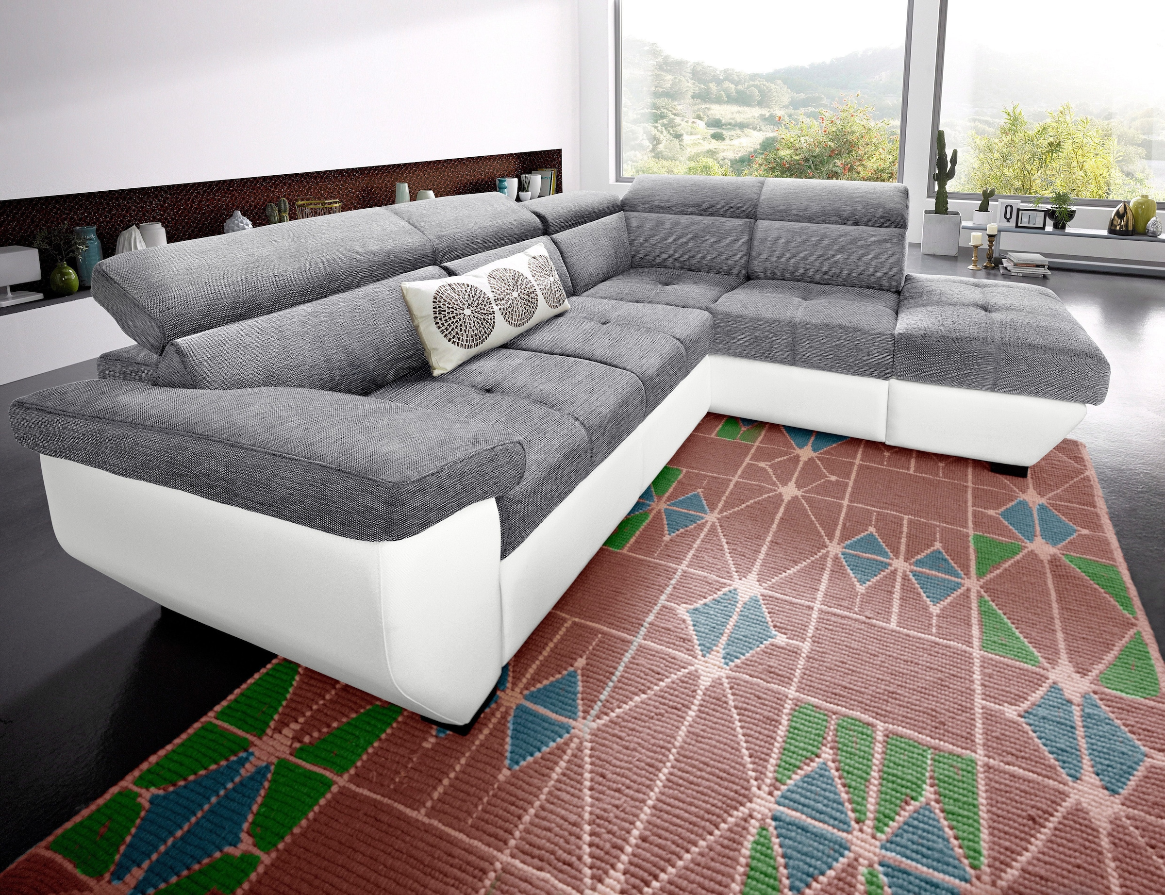 COTTA Ecksofa "Speedway L-Form, B: 262cm, moderne Couch, bequeme Wellenunterfederung," Kopfteilverstellung, optional Schlaffunktion & Bettkasten
