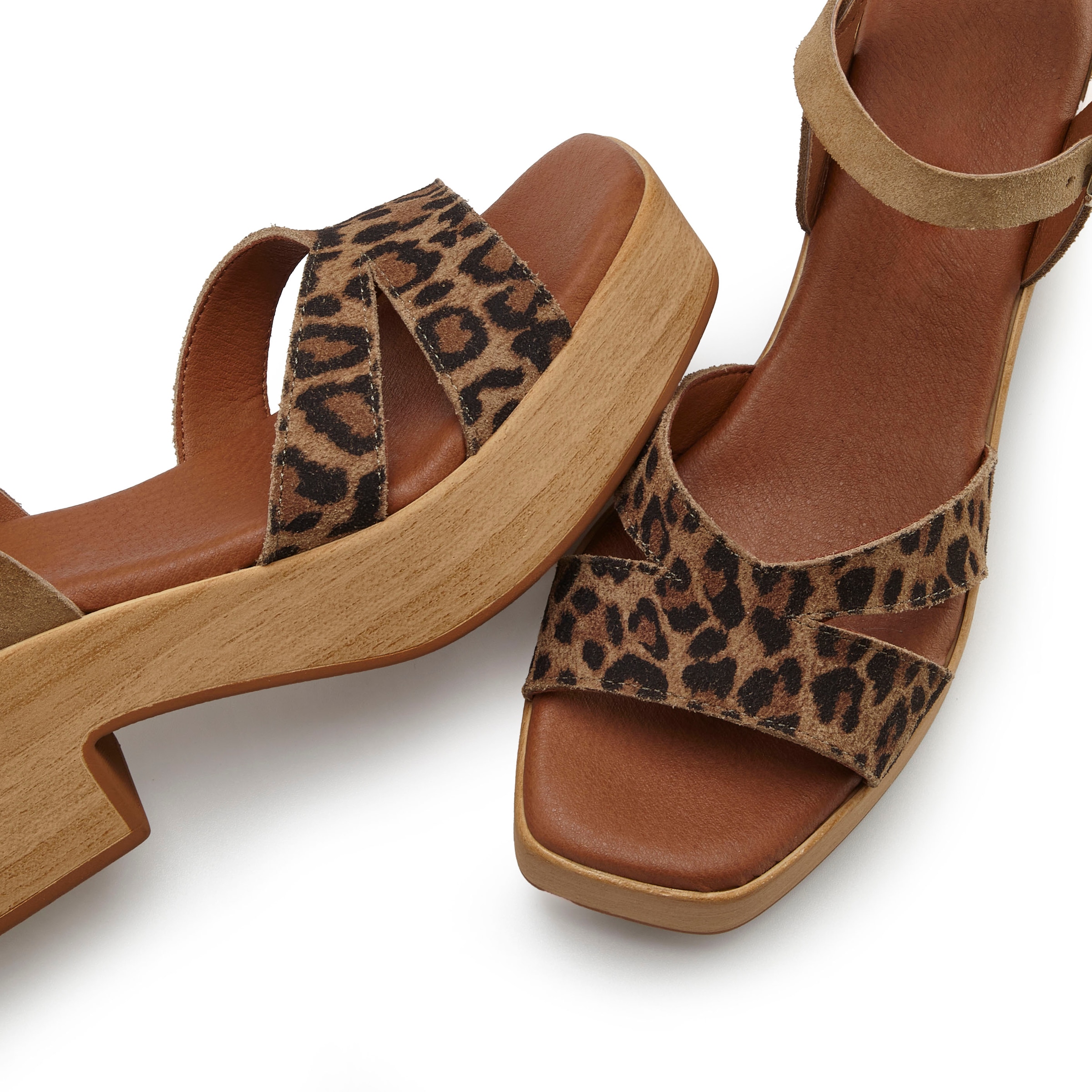 French Connection Sandalette, Sandale, offener Schuh aus Leder mit Blockabsatz