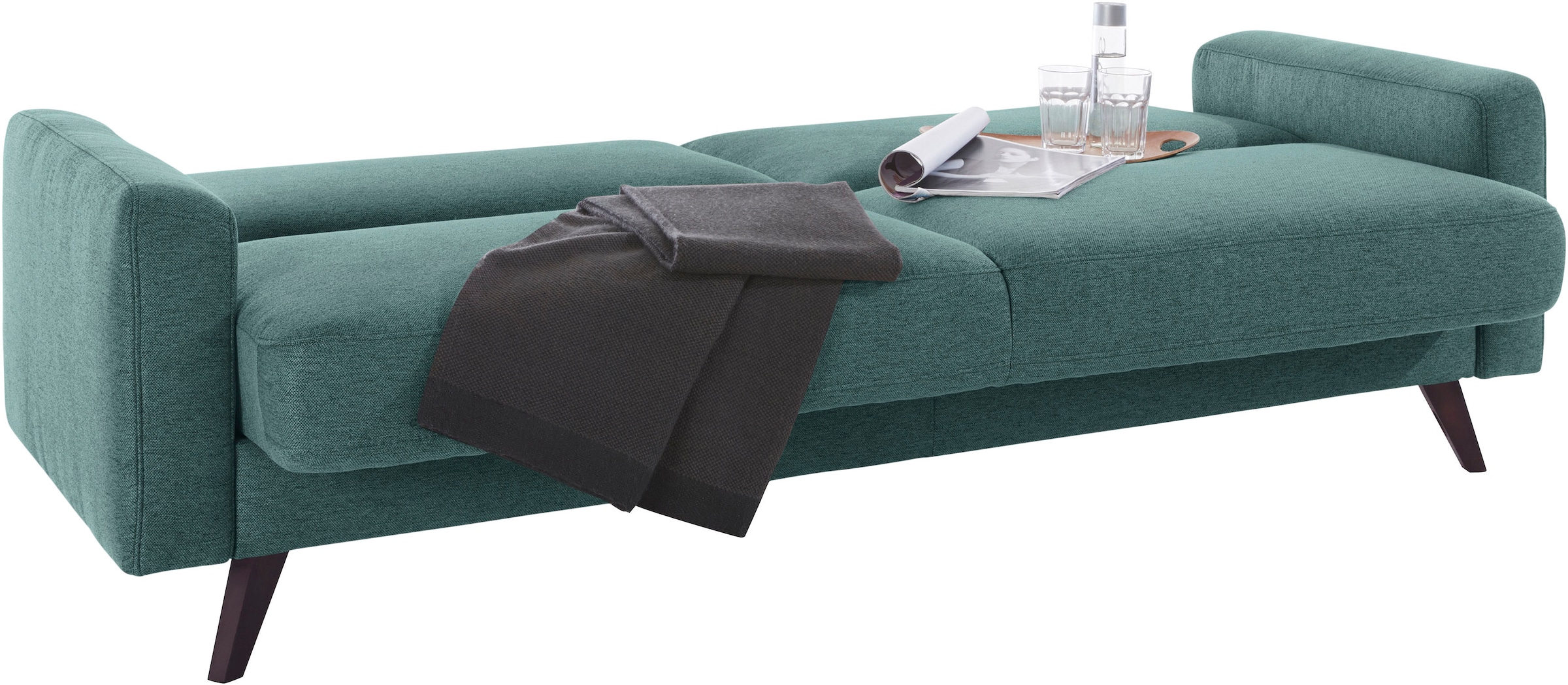 exxpo - sofa fashion 3-Sitzer »Samso, elegant und bequem, toller Sitzkomfort, Schlafsofa« Kippcouch, inklusive Bettfunktion und Bettkasten, Komfortsitzhöhe 49cm