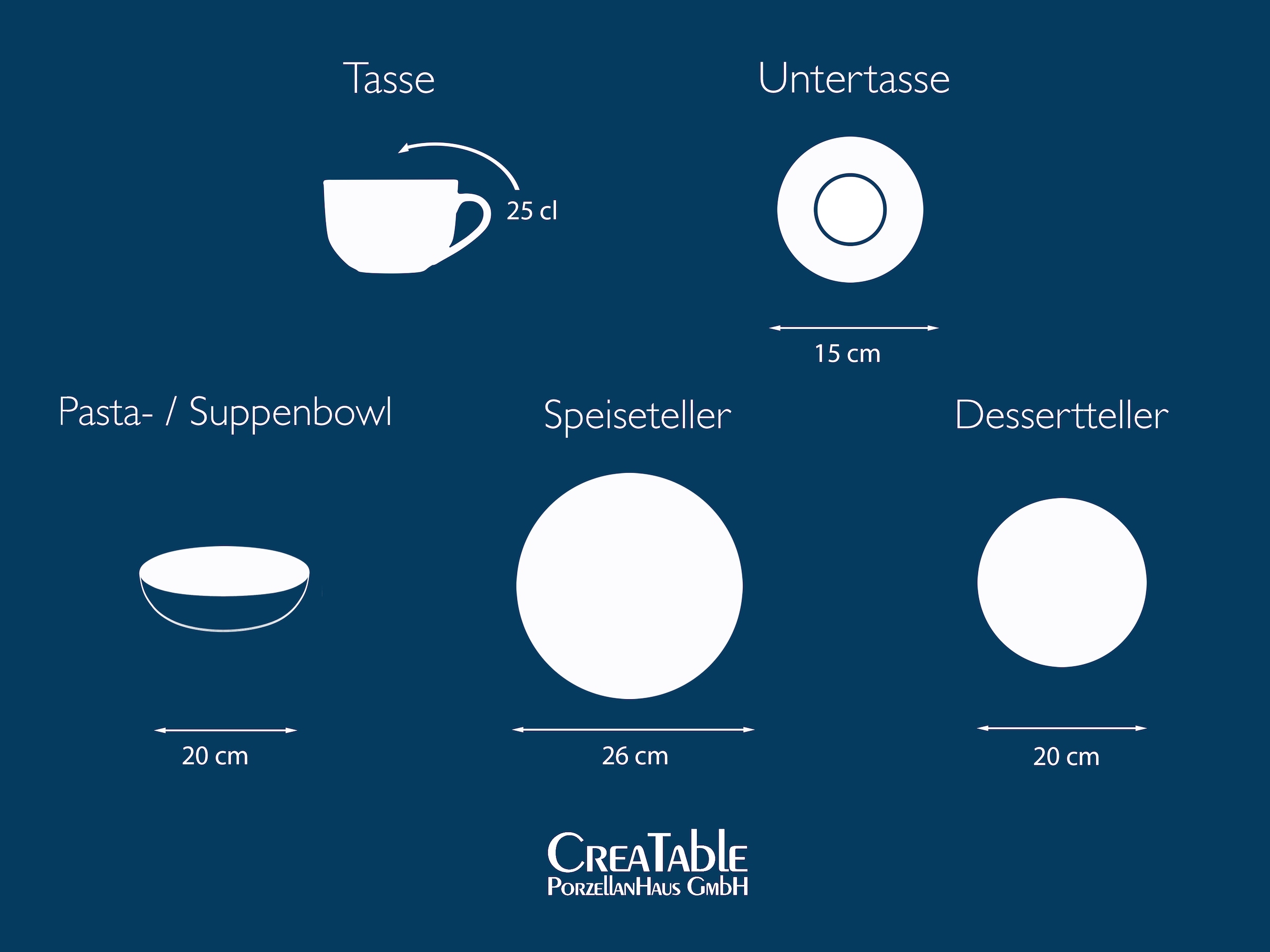 CreaTable Kombiservice »Chef Collection, Service 30-tlg.« Moderne Formensprache, Edelgrau Optik