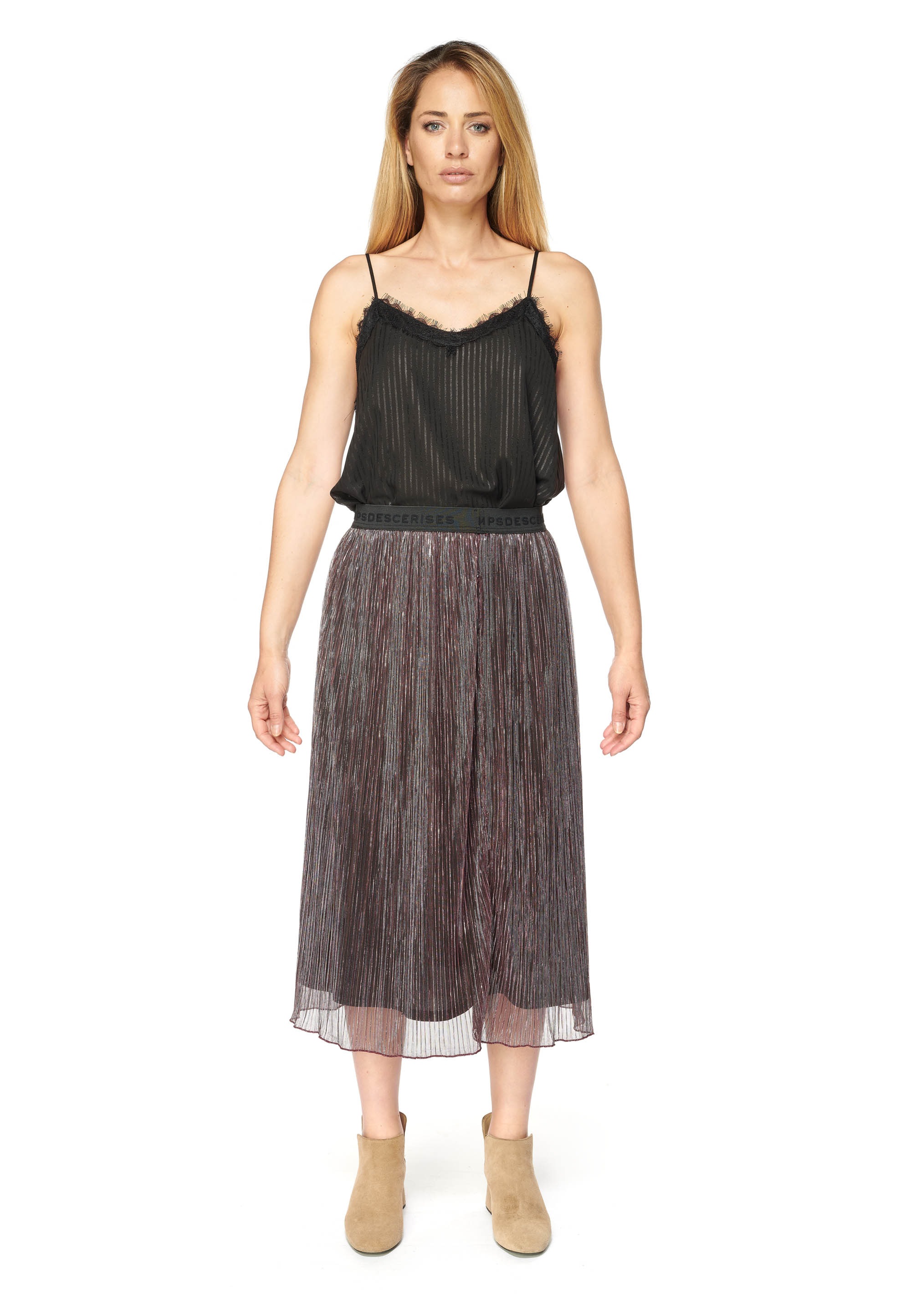Le Temps Des Cerises Sommerrock mit Markenprint am Bund NH8586