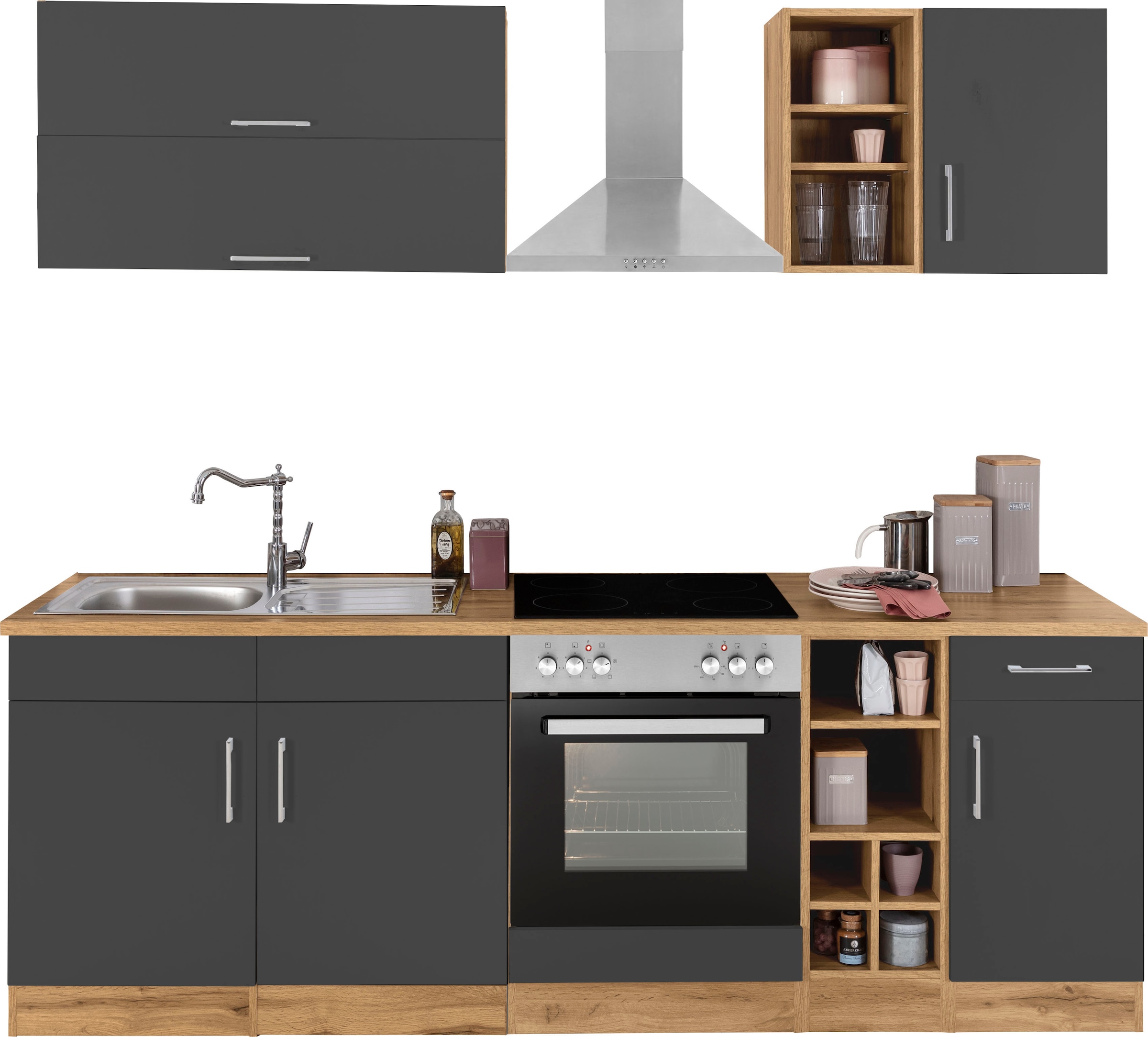 KOCHSTATION Küchenzeile »KS-Colmar«, mit E-Geräten, Breite 240 cm