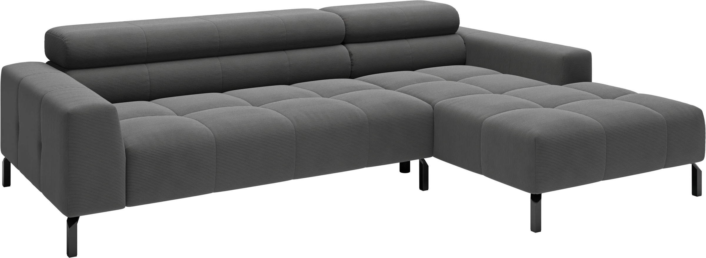 Home affaire Ecksofa »Ecksofa Claya, L-Form, Kopfteilverstellung, Breite 258 cm«, Moderne Steppung, weicher Polsteraufbau & saugroboterfreundliche Höhe