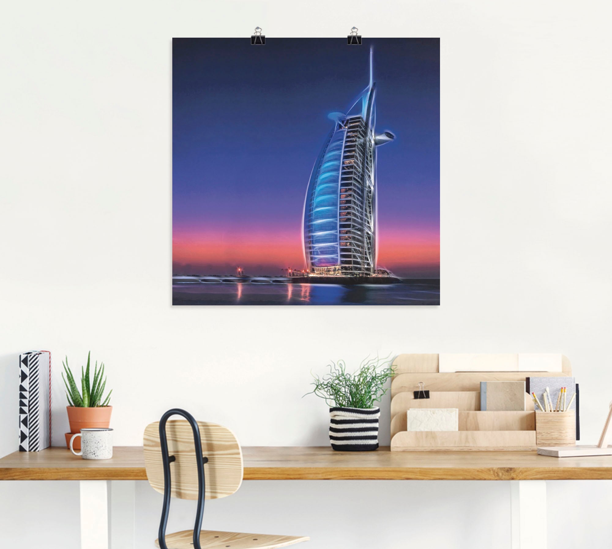 Artland Wandbild »Dubai Skyline abstrakte Collage«, Gebäude, (1 St.), als Leinwandbild, Wandaufkleber oder Poster in versch. Größen