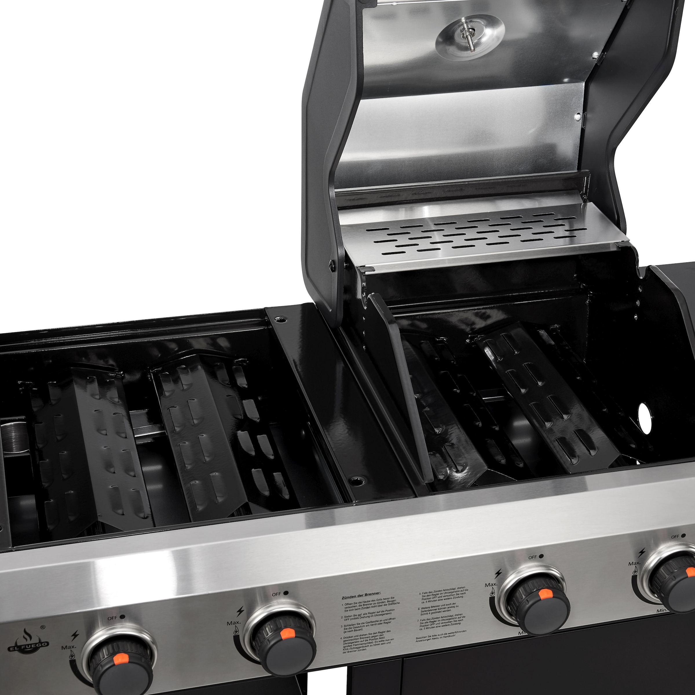 El Fuego Gasgrill »Kombigrill 3-in-1 Boston«, inkl. Pizzastein und Planchaplatte als Zubehör