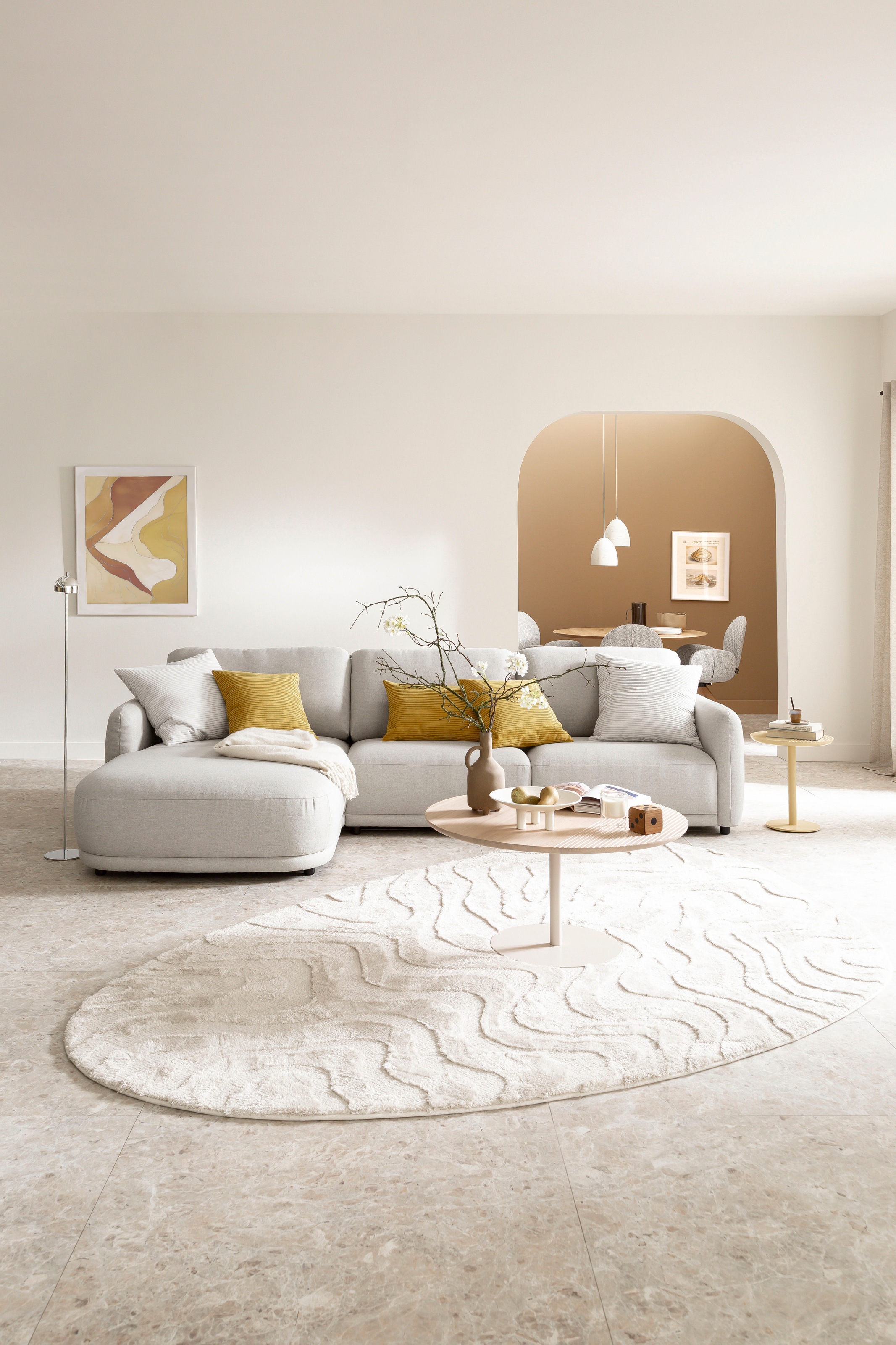 SCHÖNER WOHNEN-Kollektion Ecksofa "Wonder, organisches Design, Breite 318cm, schmale Armlehnen, L-Form" Sanfte Kurven, Kammerkissen-Komfort & maximale Entspannung