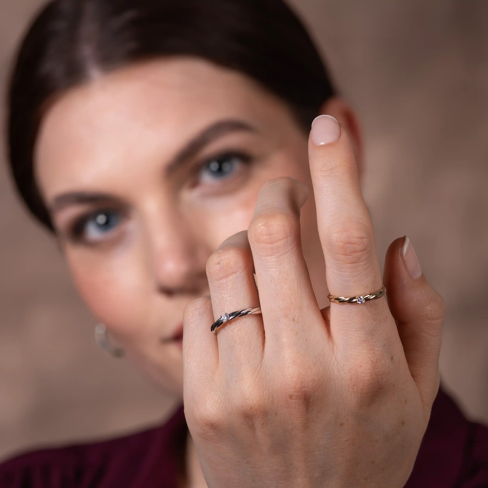 LYOMI Fingerring »585/- Weißgold 1 synth. Diam. 0,05ct.«