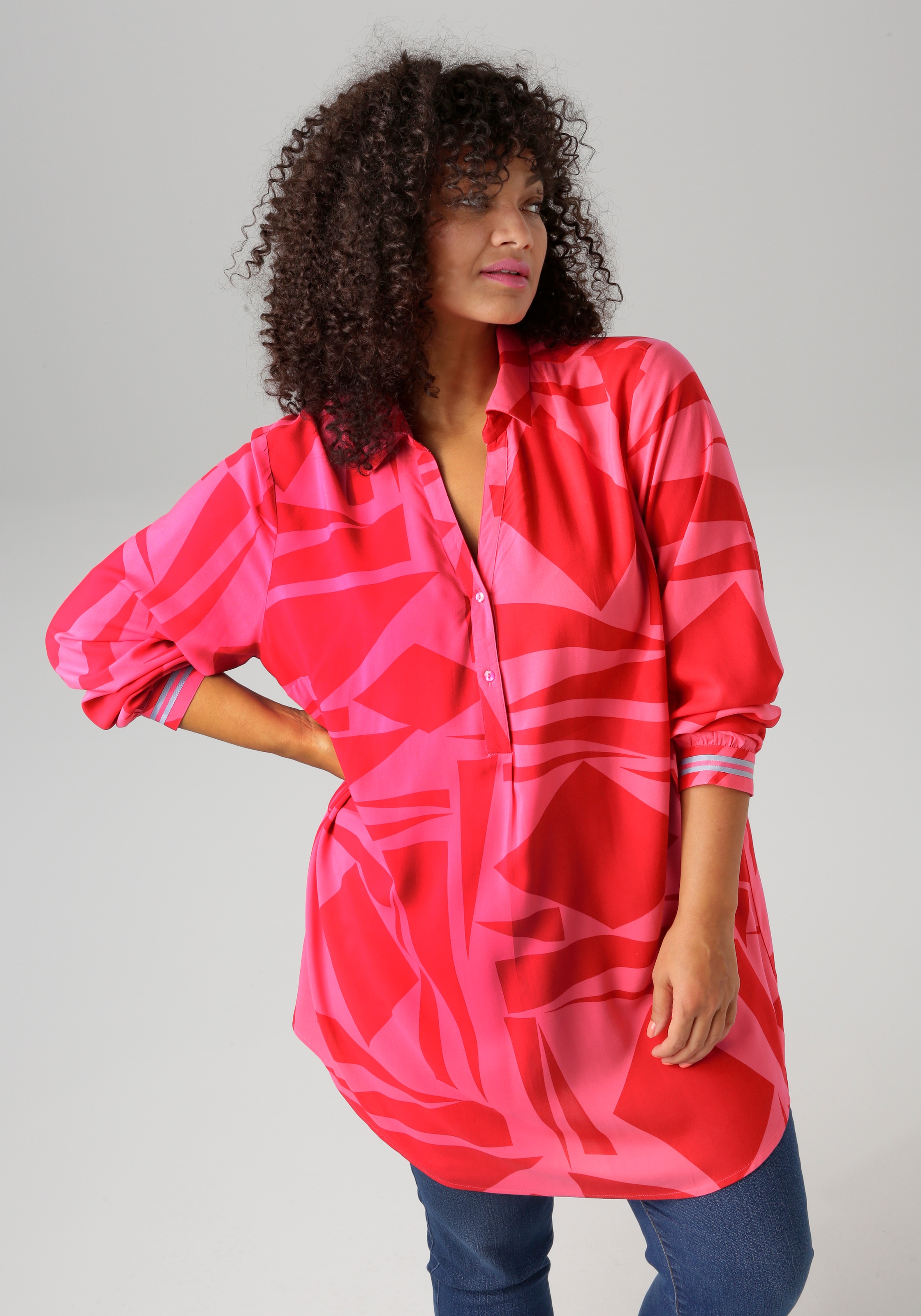 Aniston PLUS Longbluse, mit farbenfrohem, großflächigem Druck günstig online kaufen