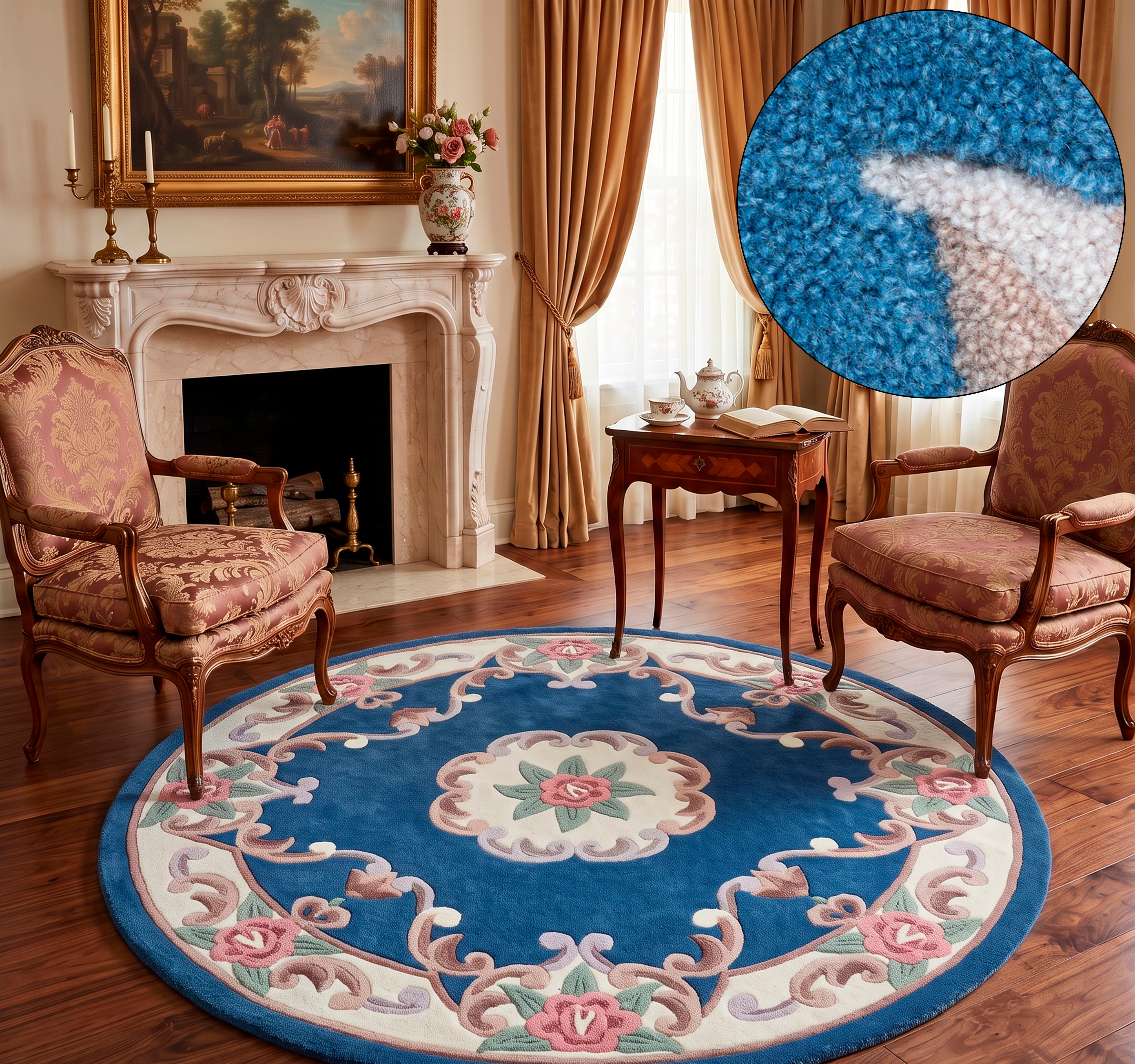 THEKO Teppich "Ming" rund 14 mm Höhe hochwertiges Acrylgarn, ideal im Wohnzimmer & Schlafzimmer