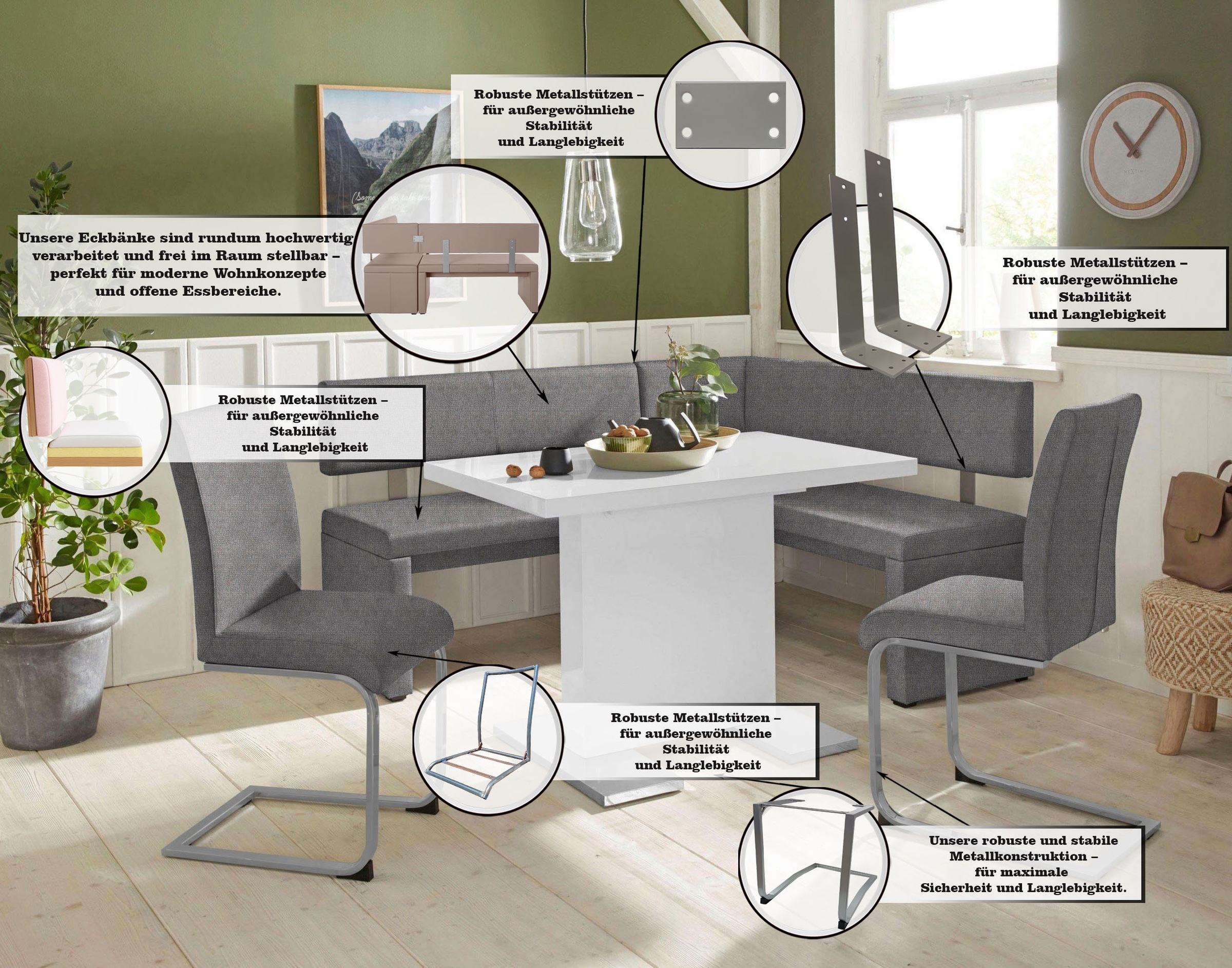 Thumbnail - Home affaire Eckbank "Charissa" in 3 Größen, verschiedene Qualitäten