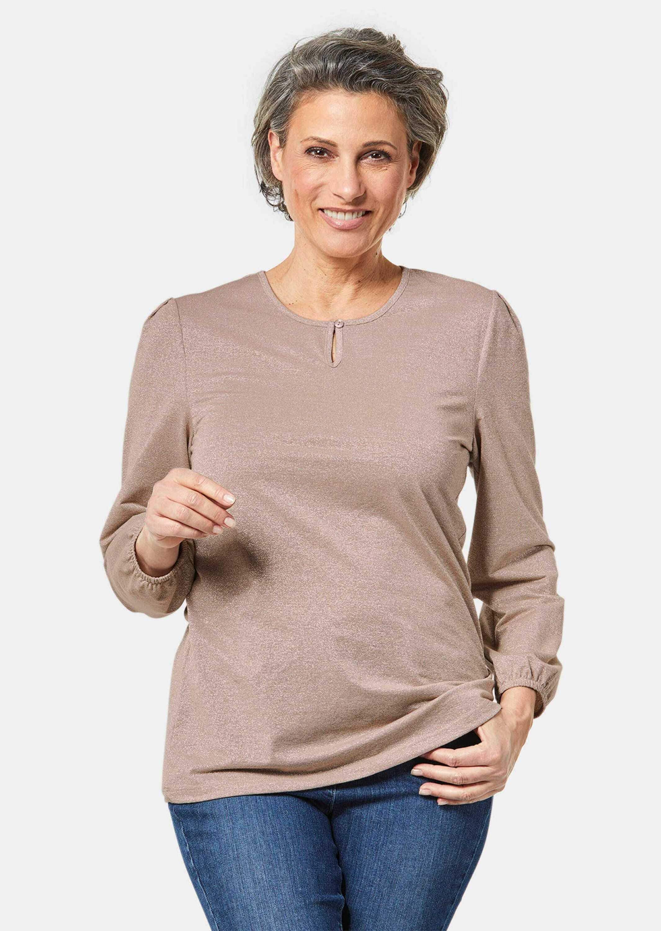 GOLDNER Longpullover »Shirt Kurzgröße - Glanzshirt«