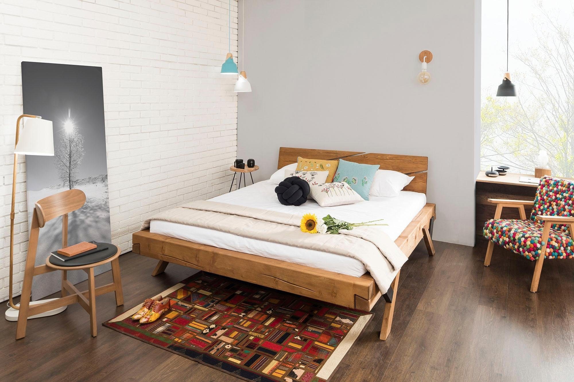 SalesFever Massivholzbett "Eik Naturbelassenes Bett" Urige Eleganz trifft m günstig online kaufen
